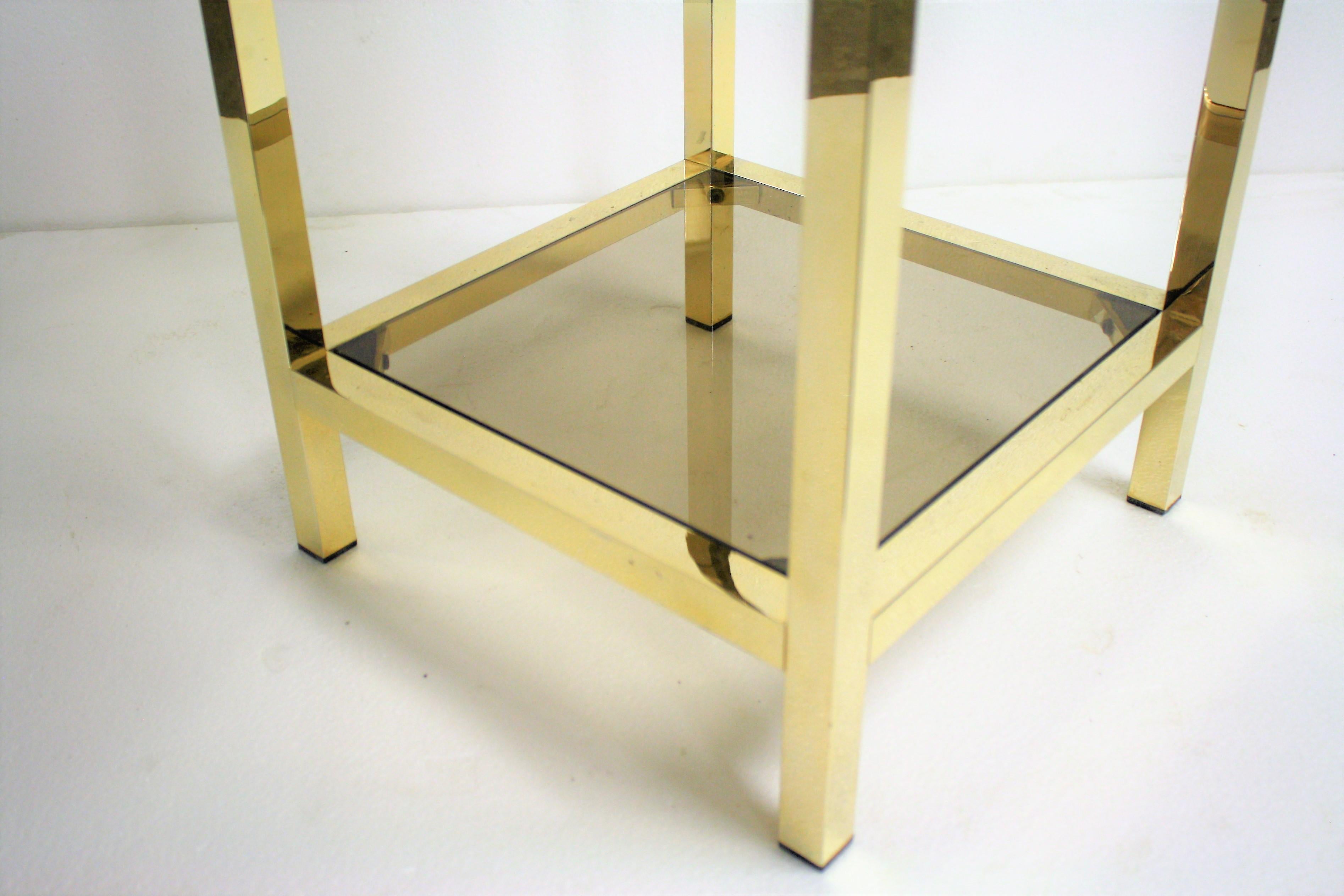 Late 20th Century Vintage Brass Two-Tier Display Table, 1970s