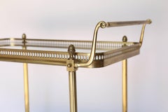 Vintage Brass Two-Tier Rolling Bar Cart with Glass Shelves