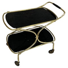 Vintage Brass Two Tiered Bar Cart
