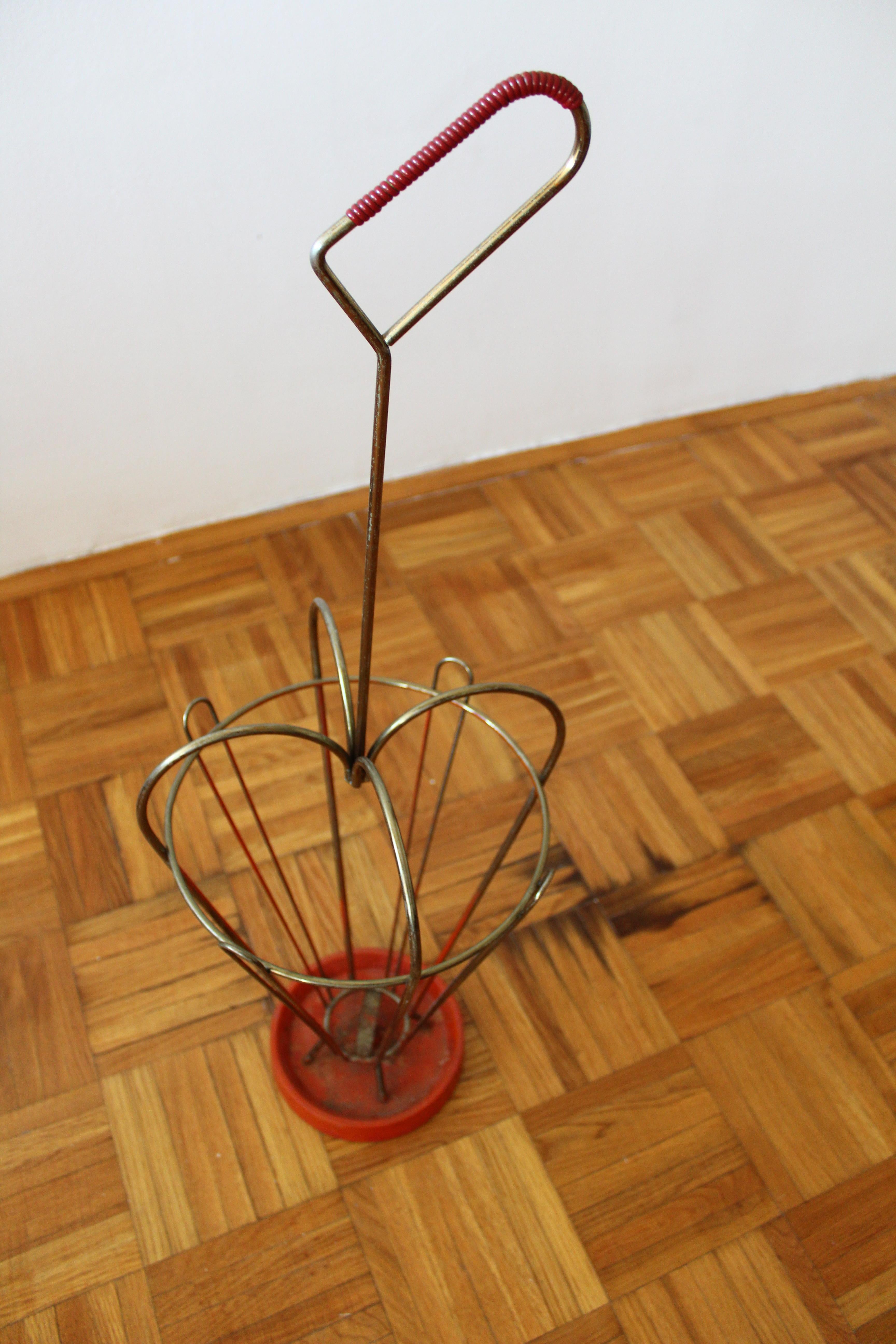Mid-20th Century Vintage Brass Umbrella Stand 1950s For Sale