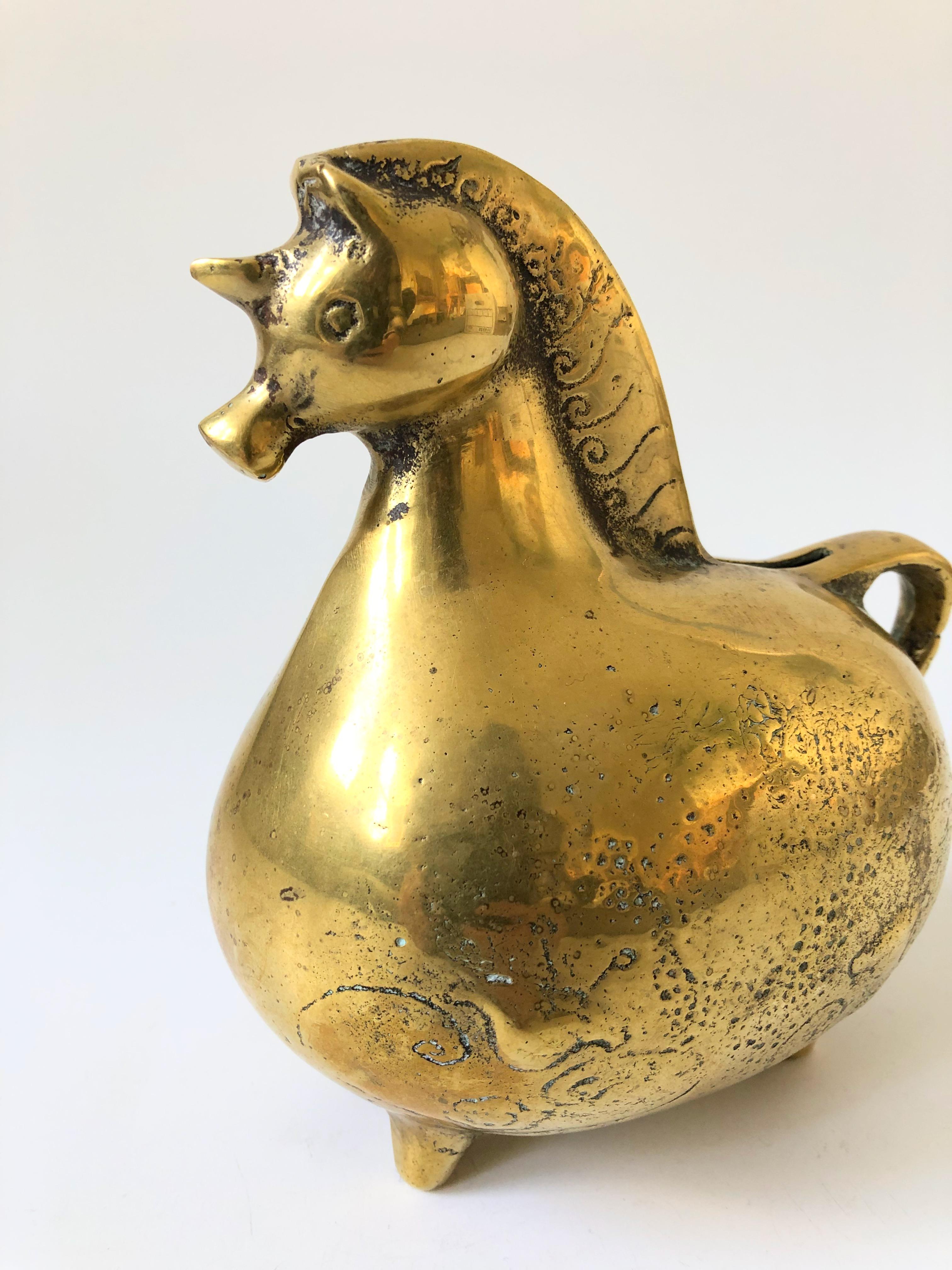 Vintage Brass Unicorn Bank In Good Condition In Vallejo, CA