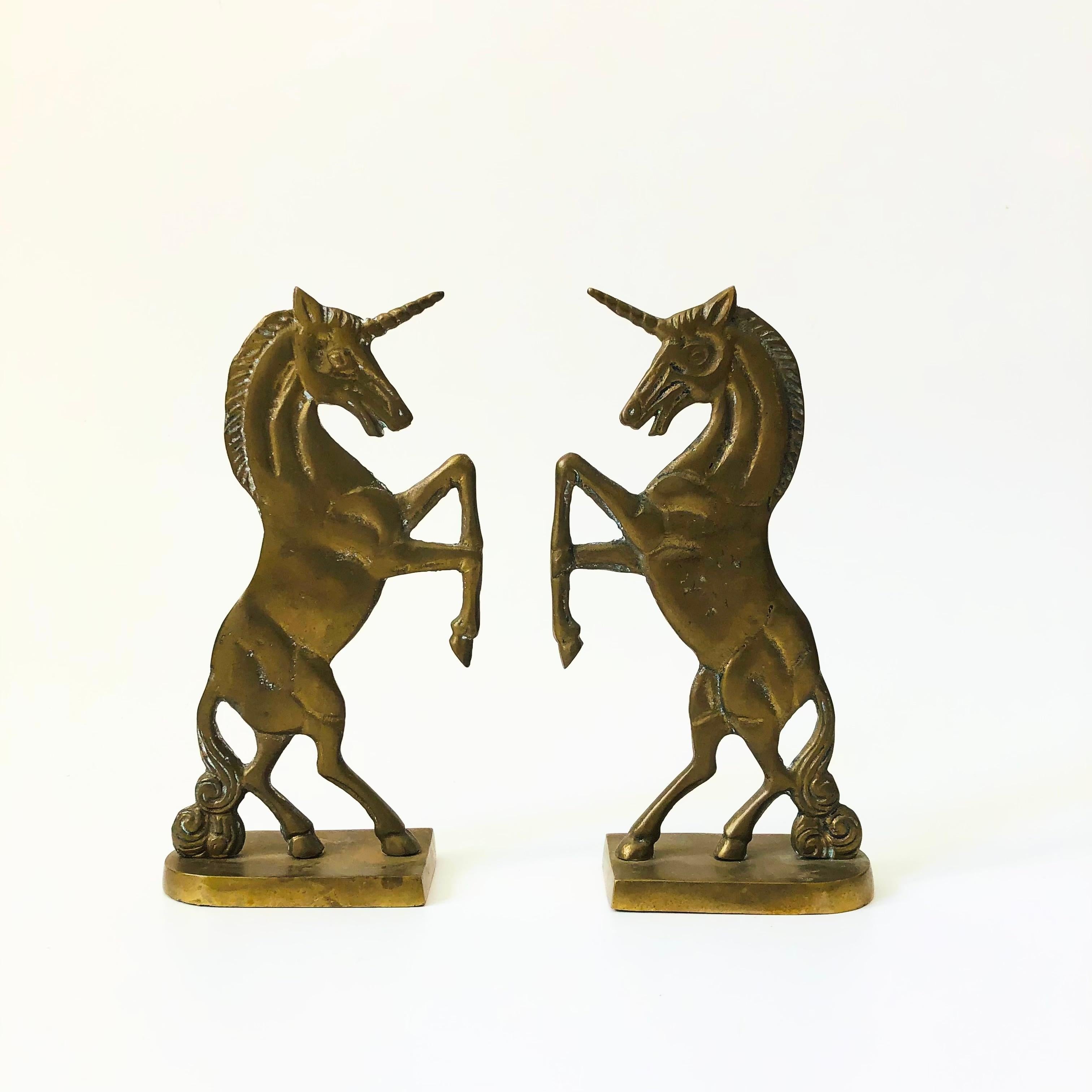 A wonderful pair of vintage brass bookends in the shape of unicorns.

