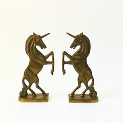 Vintage Brass Unicorn Bookends
