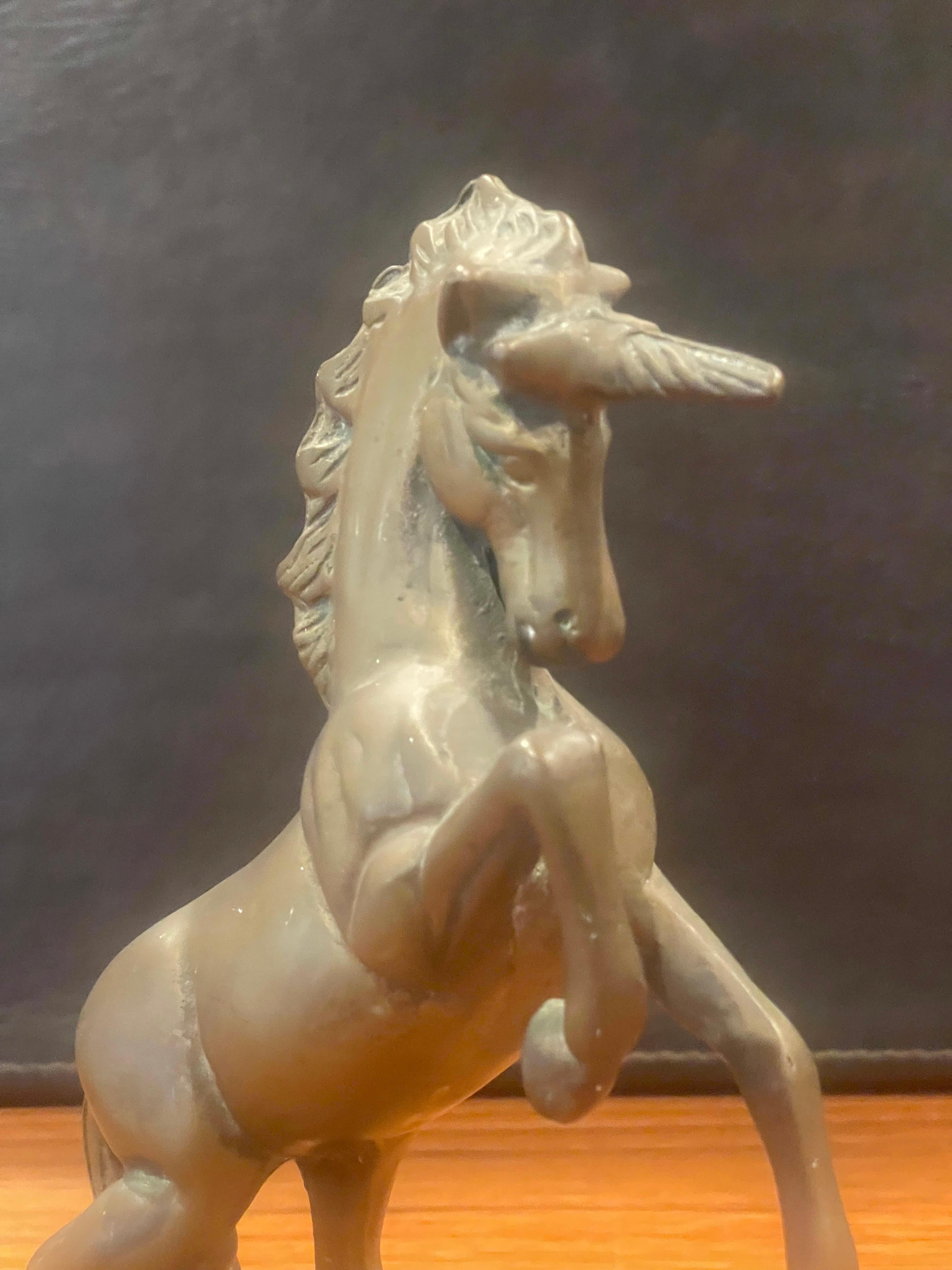 Vintage Brass Unicorn Sculpture For Sale 3