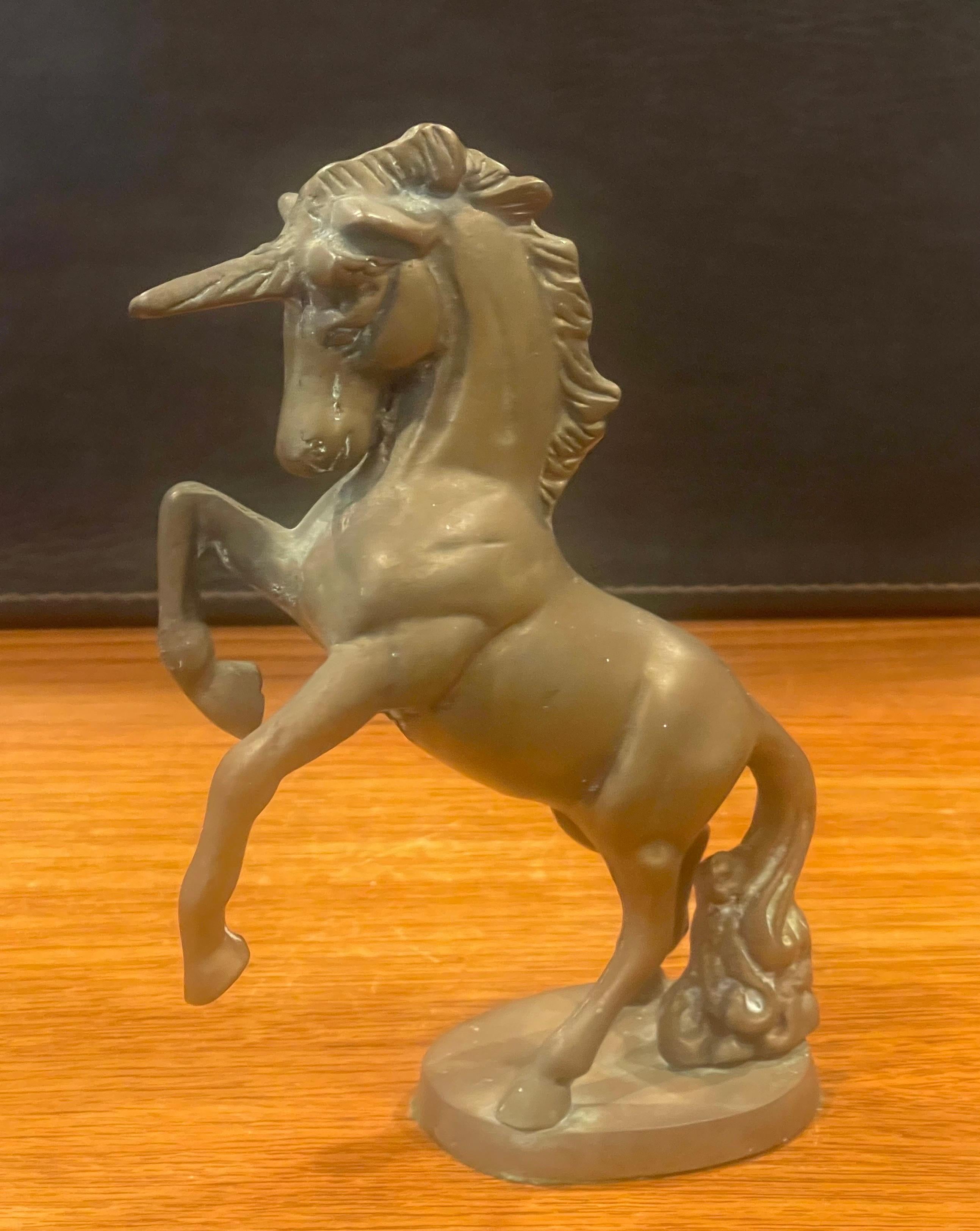 Vintage Brass Unicorn Sculpture For Sale 5