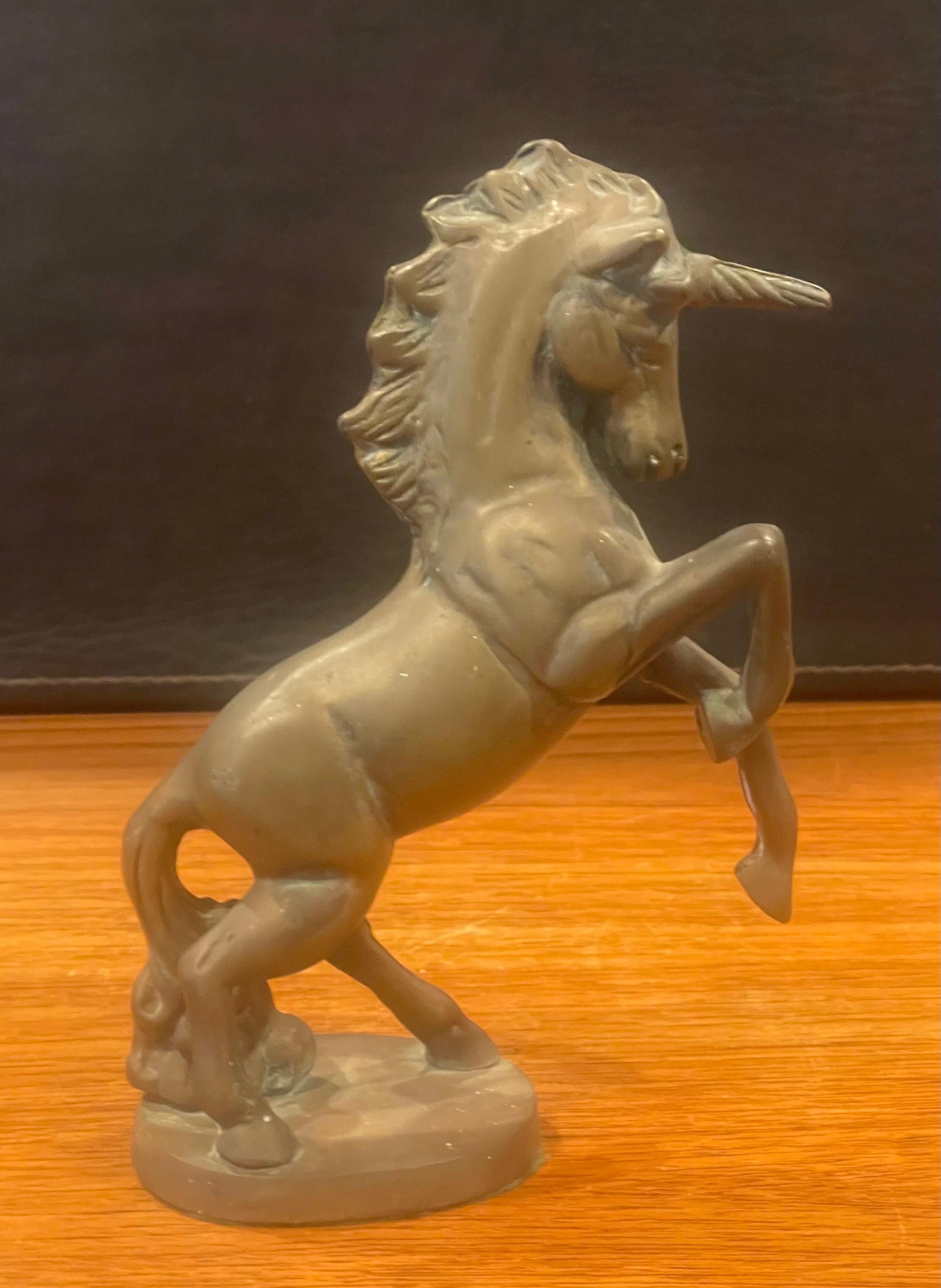 Vintage Brass Unicorn Sculpture For Sale 6