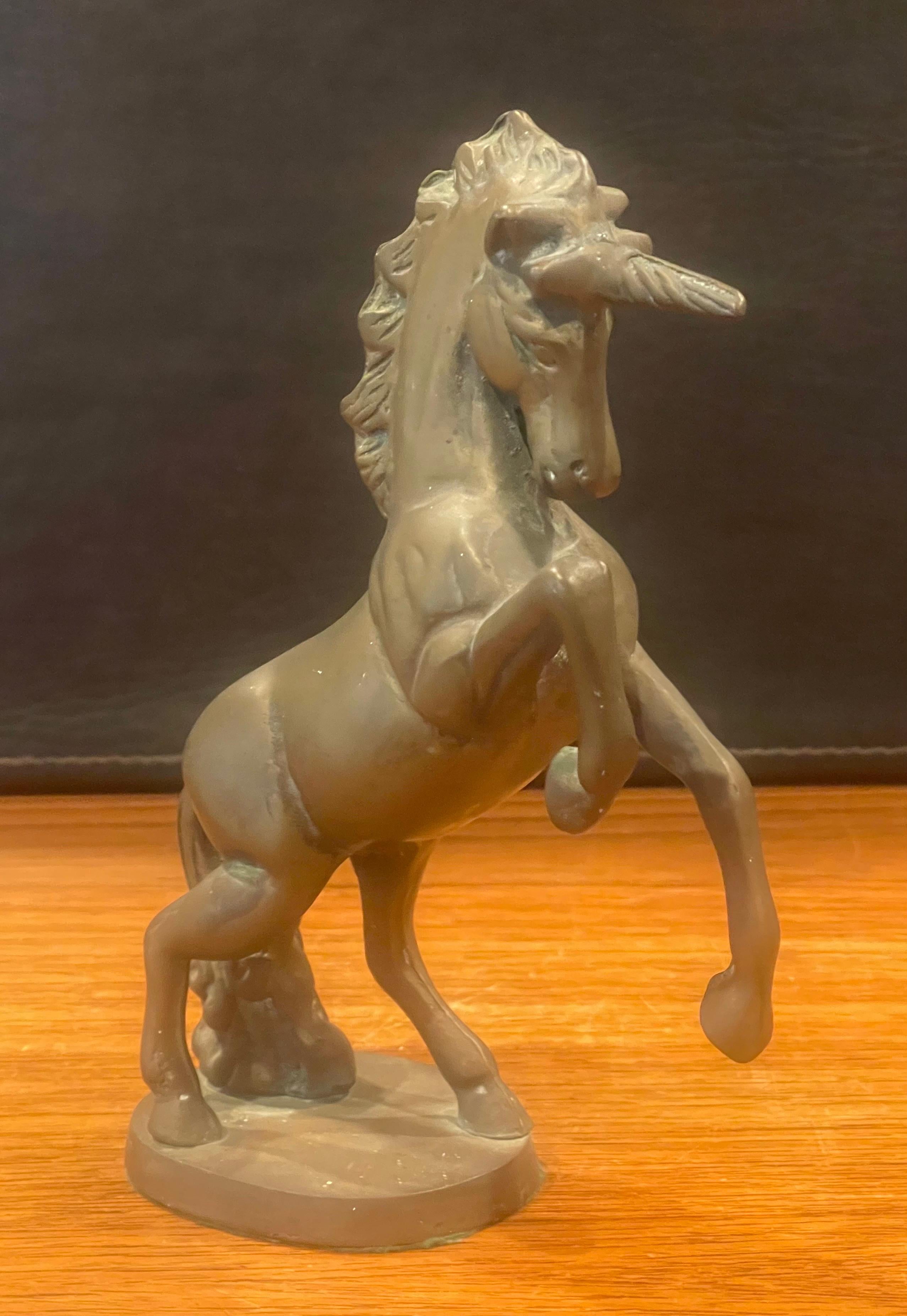 Hollywood Regency Vintage Brass Unicorn Sculpture For Sale
