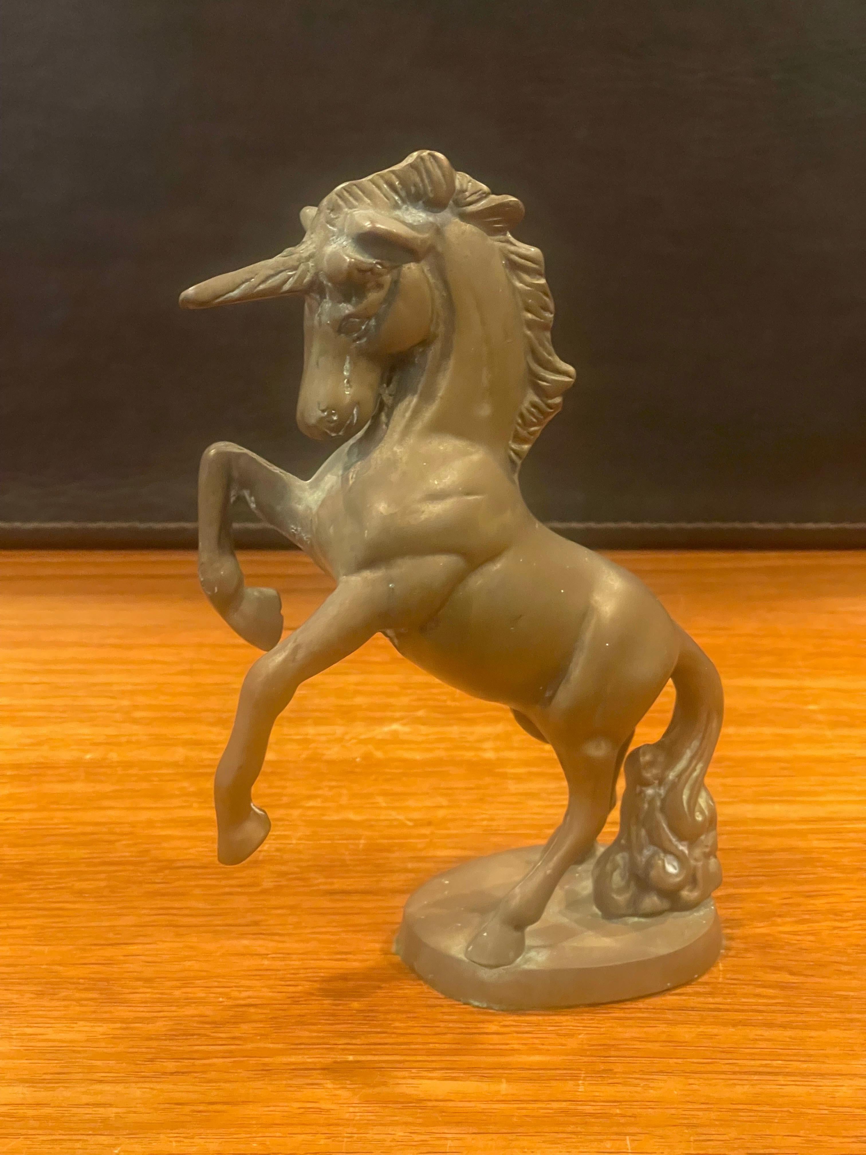 American Vintage Brass Unicorn Sculpture For Sale