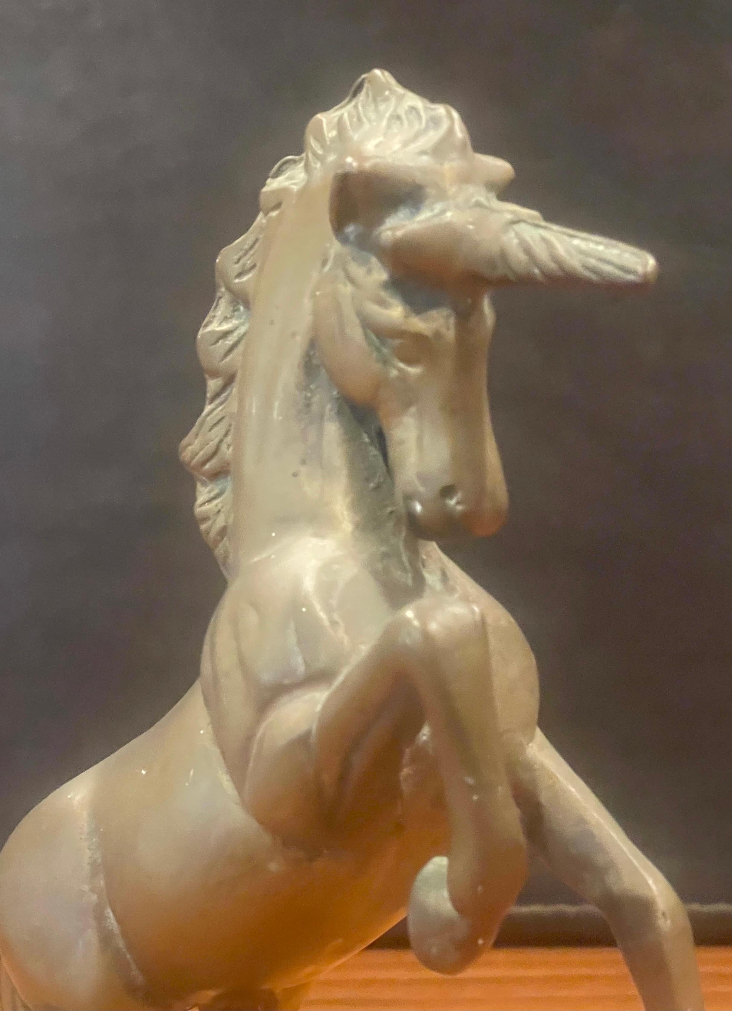 Vintage Brass Unicorn Sculpture For Sale 2