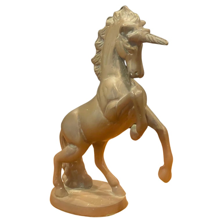 Vintage Brass Unicorn Sculpture For Sale at 1stDibs