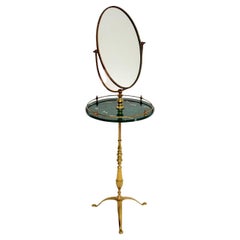 Retro Brass Vanity Table with Mirror by Peerage