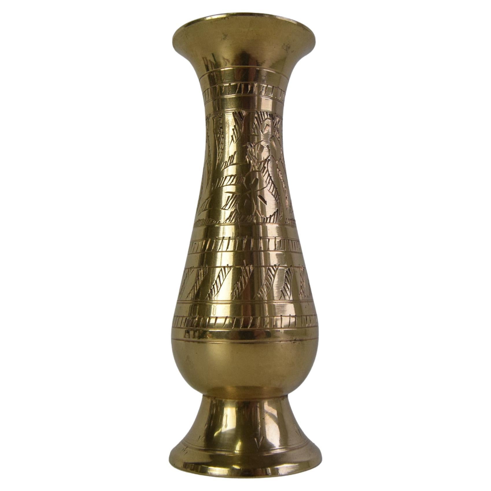 Vintage brass vase, India, 1960's.