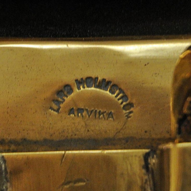 Vintage Brass Wall Candleholder Plate by Lars Holmström 1960s, Sweden 4