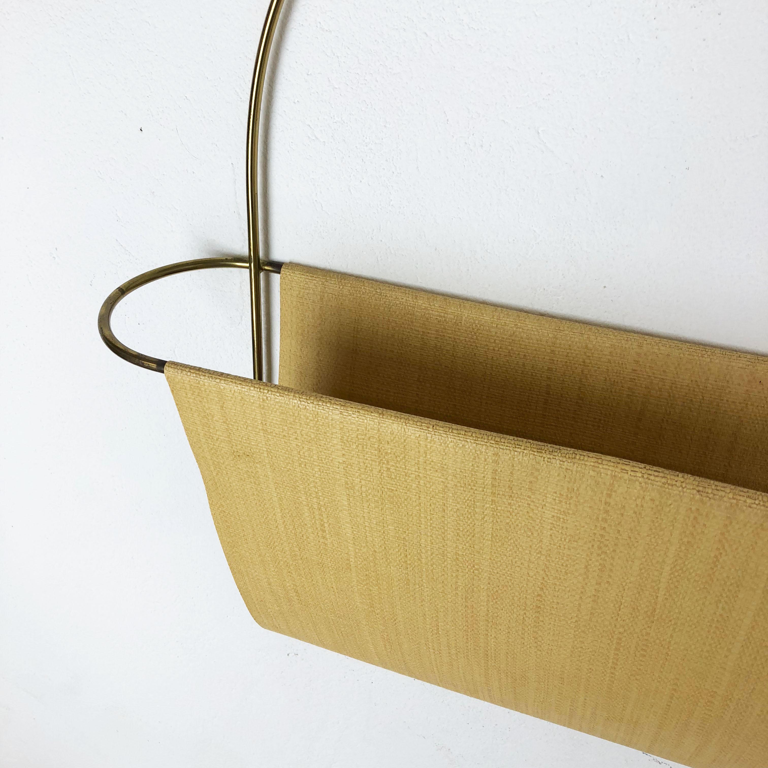 Vintage Brass Wall Hanging Magazine Holder, Austria, 1950s For Sale 3