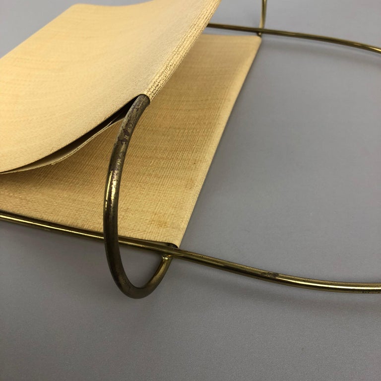 Vintage Brass Wall Hanging Magazine Holder, Austria, 1950s For Sale at