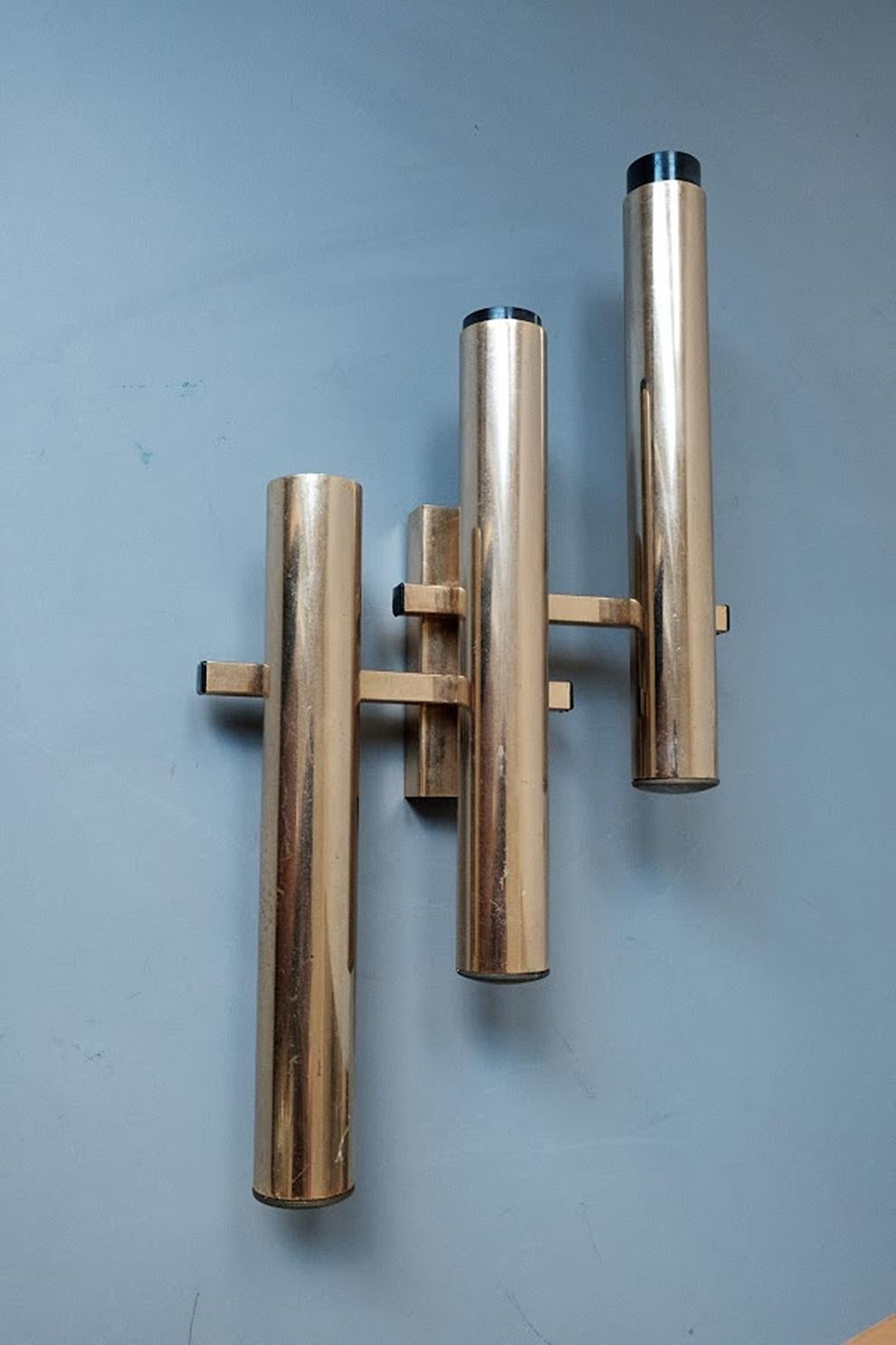 Mid-Century Modern Vintage Brass Wall Lamp by Gaetano Sciolari  Italy 1960s For Sale