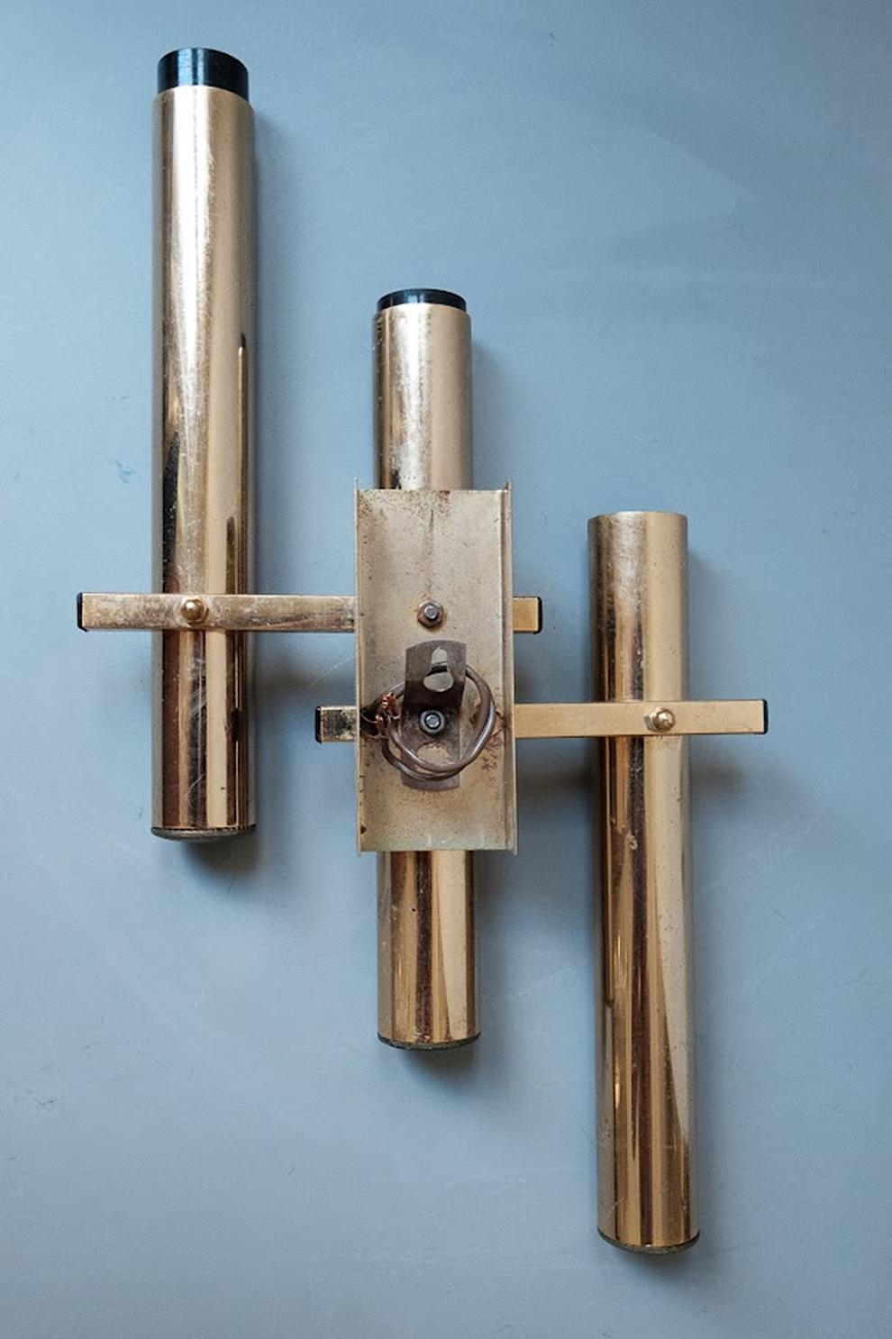 Italian Vintage Brass Wall Lamp by Gaetano Sciolari  Italy 1960s For Sale