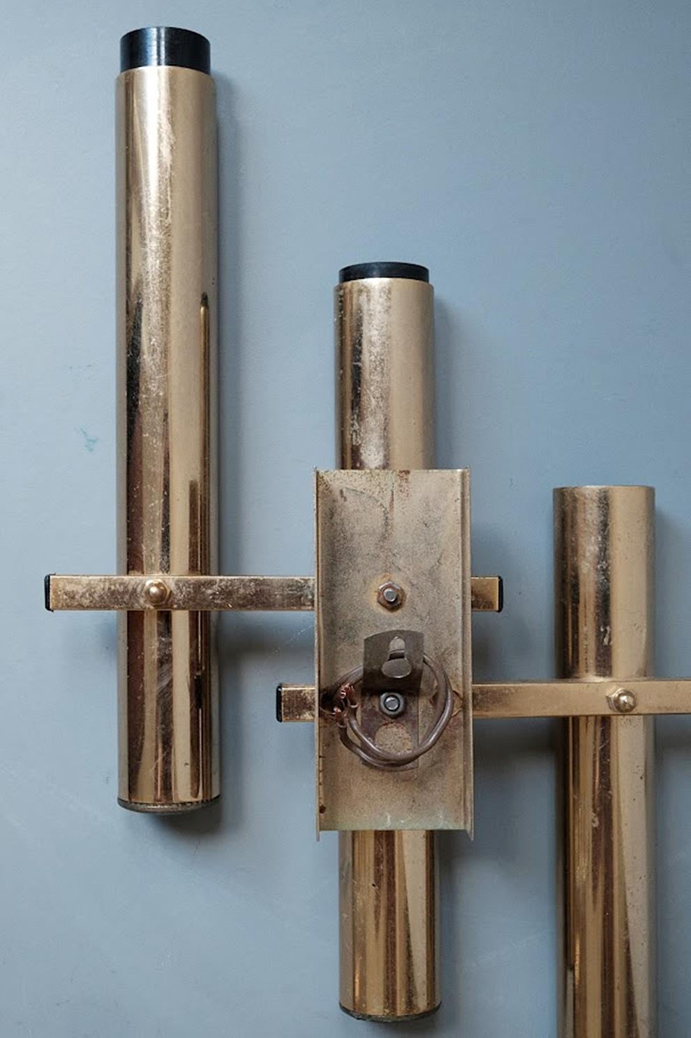 Vintage Brass Wall Lamp by Gaetano Sciolari  Italy 1960s In Good Condition For Sale In Debrecen, HU