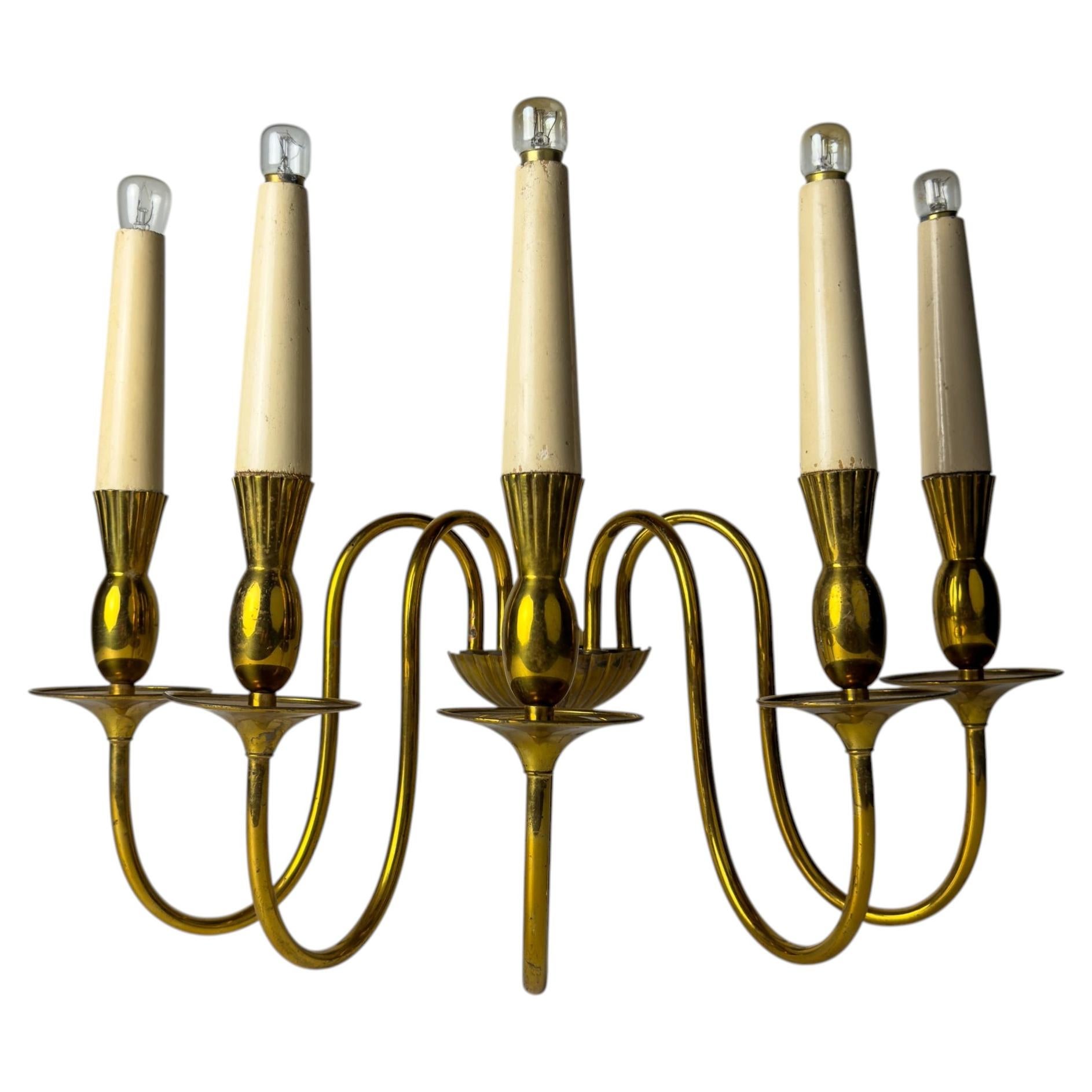 Vintage brass wall lamp by Stilnovo, Italy, 1950s For Sale