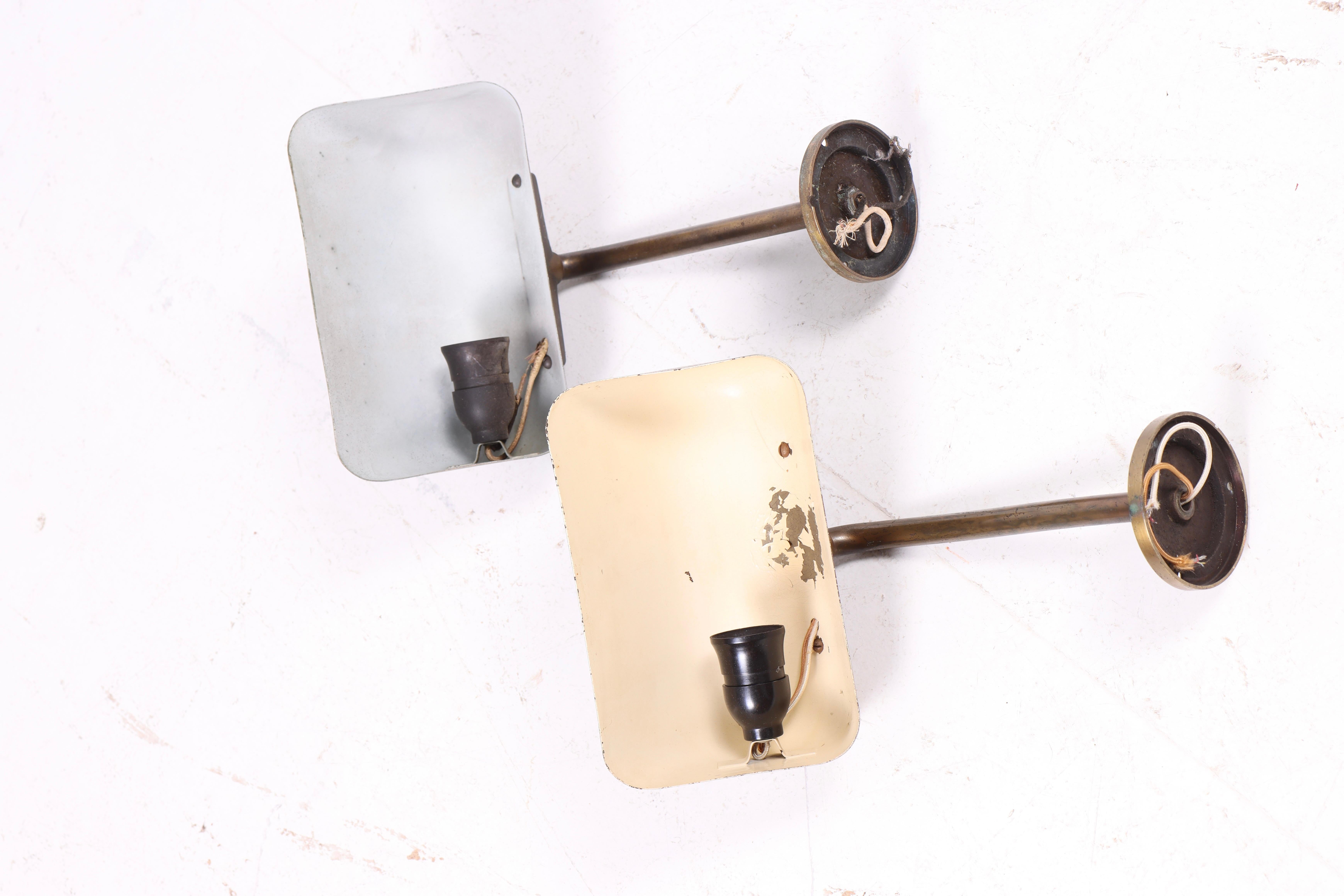 Brass Vintage brass wall lamps 1940s, Danish design with timeless el For Sale