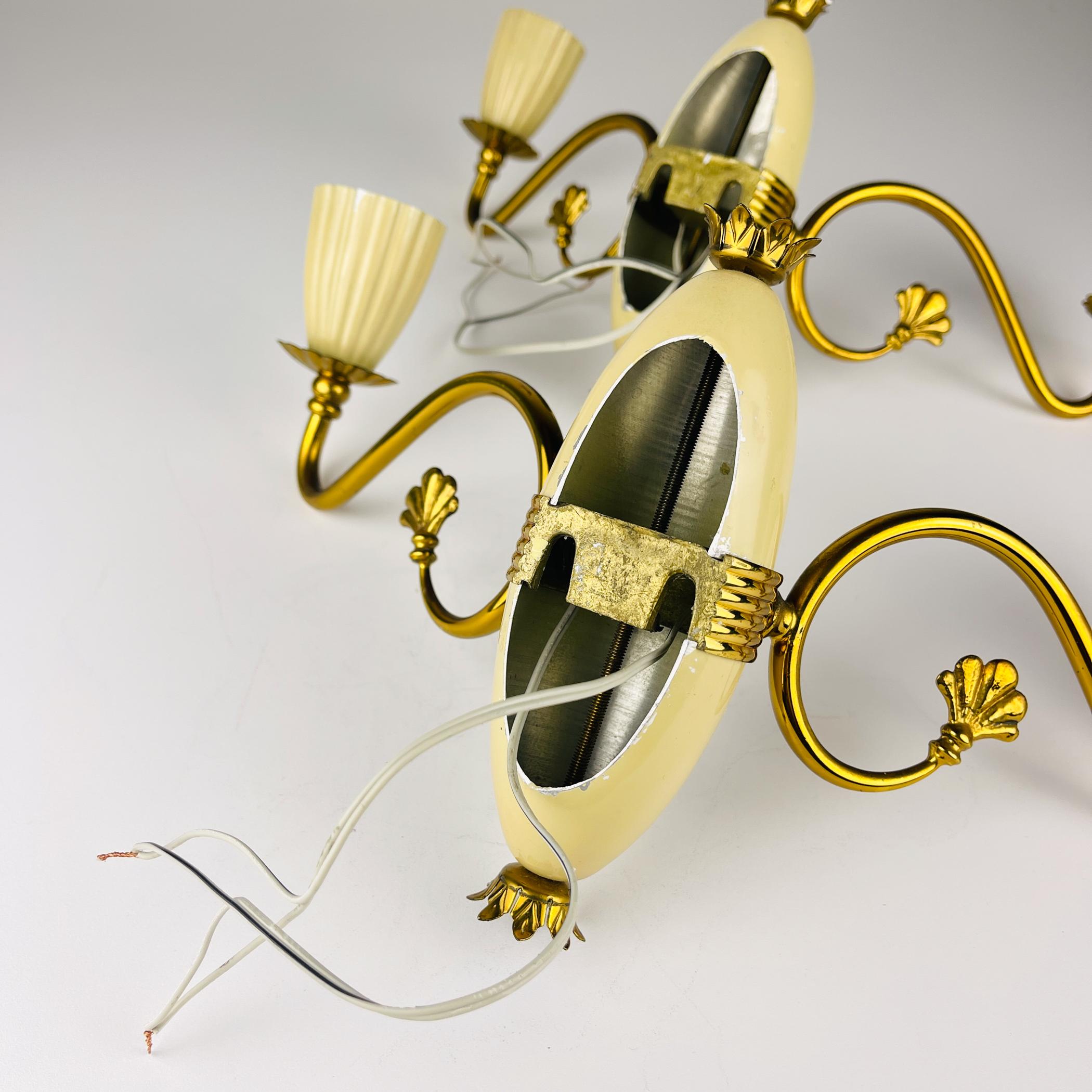 Set von 3 Vintage-Wandleuchten aus Messing, Italien, 1950er Jahre im Angebot 4