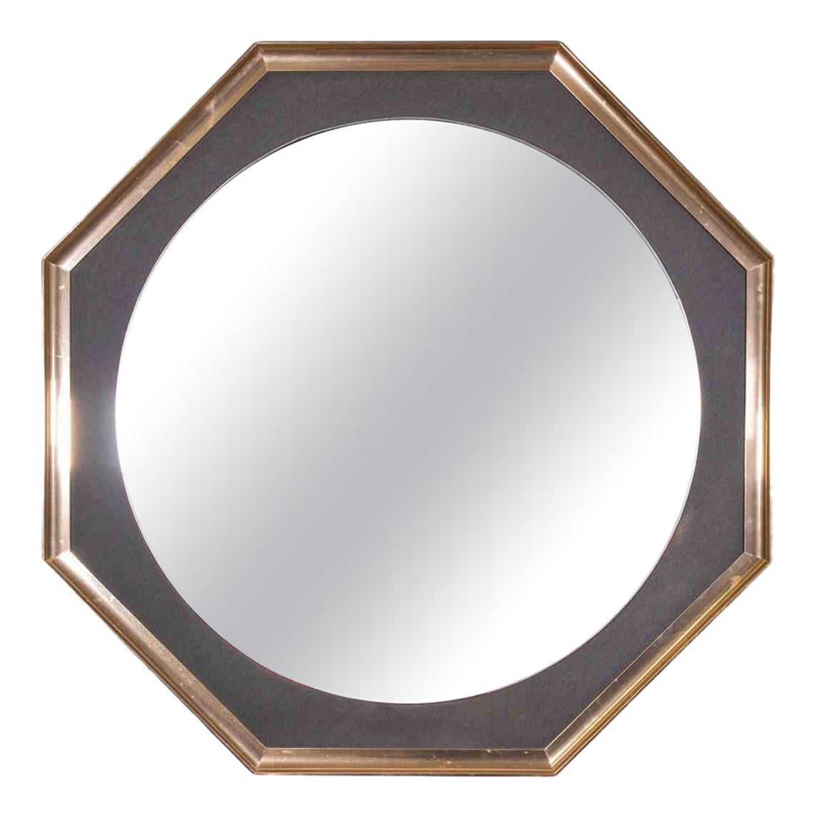 Specchio da parete in ottone vintage, Italia, anni '70