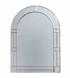 Vintage Brass Wall Mirror, Italy, 1970s