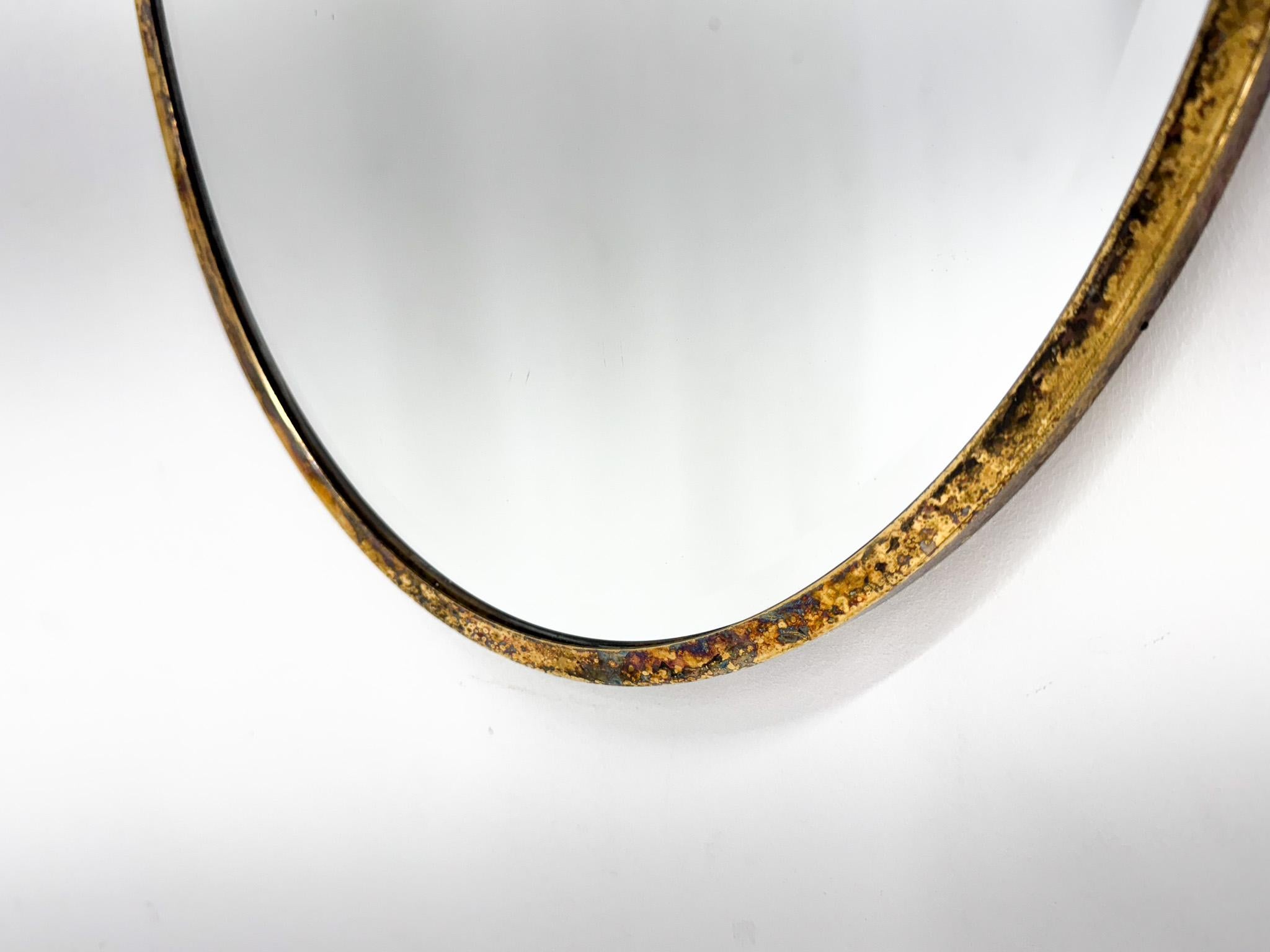 Vintage Brass Wall Mirror with Facet, France In Good Condition For Sale In Praha, CZ