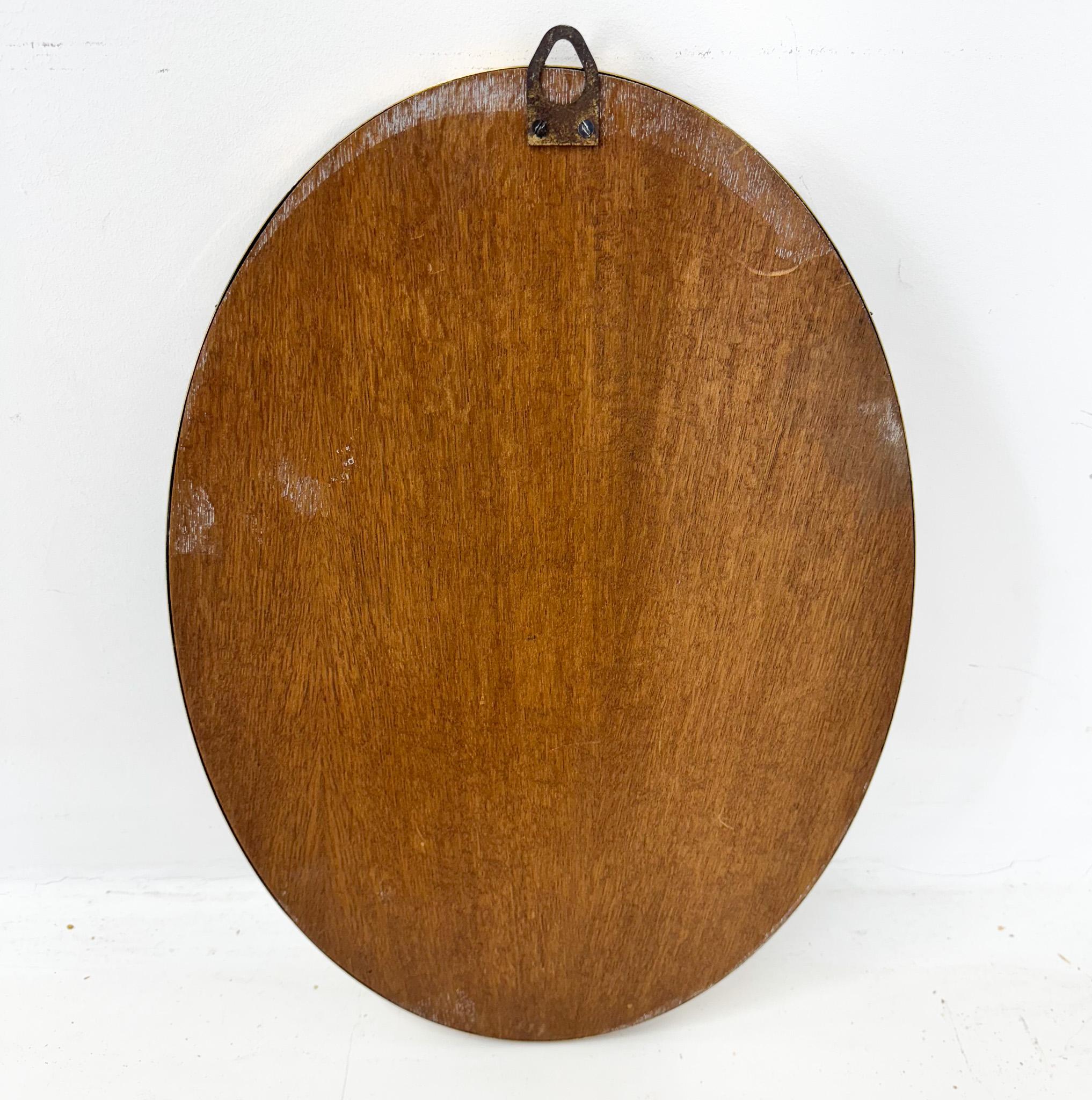 Vintage Brass Wall Mirror with Facet, France For Sale 2