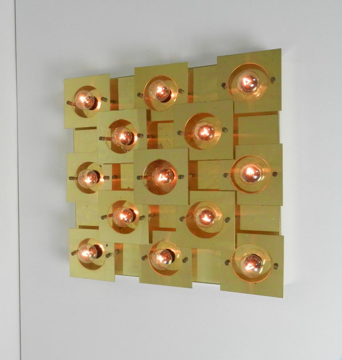 Vintage Messing Wand oder Decke montierbar Lampe Fixture Panel / Skulptur im Angebot 5