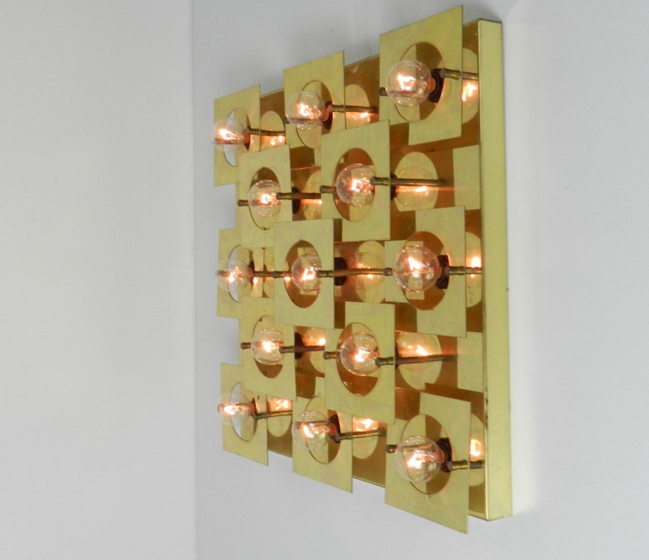 Vintage Messing Wand oder Decke montierbar Lampe Fixture Panel / Skulptur im Angebot 3