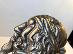 Vintage Brass Wall Plaque 'Whats on a Mans Mind', 1950s