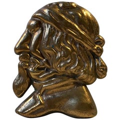 Vintage Brass Wall Plaque 'Whats on a Mans Mind', 1950s