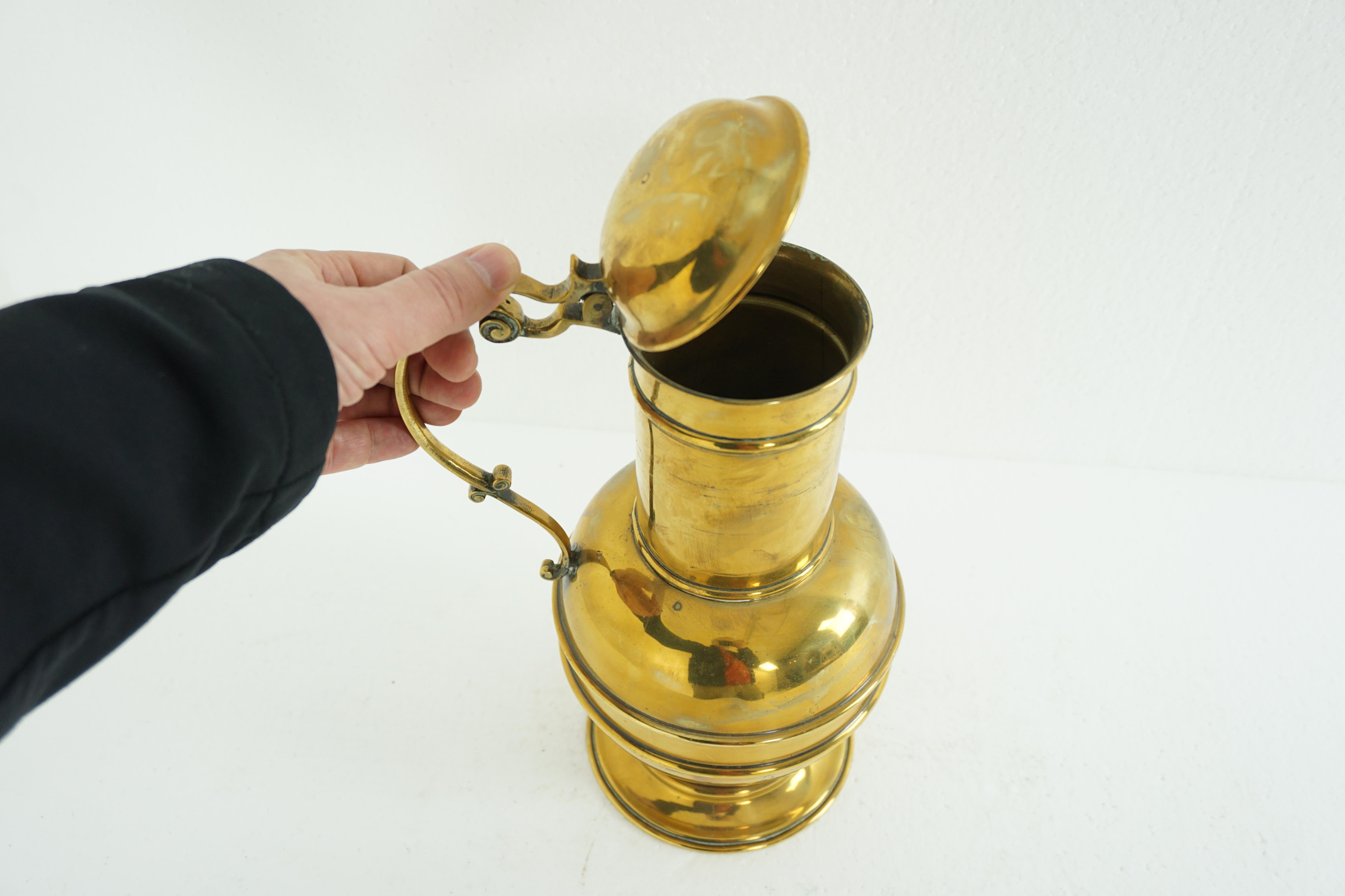 Vintage Brass Water Jug, Drinking Vessel, Stein, Scotland, 1930, 1966 In Good Condition In Vancouver, BC