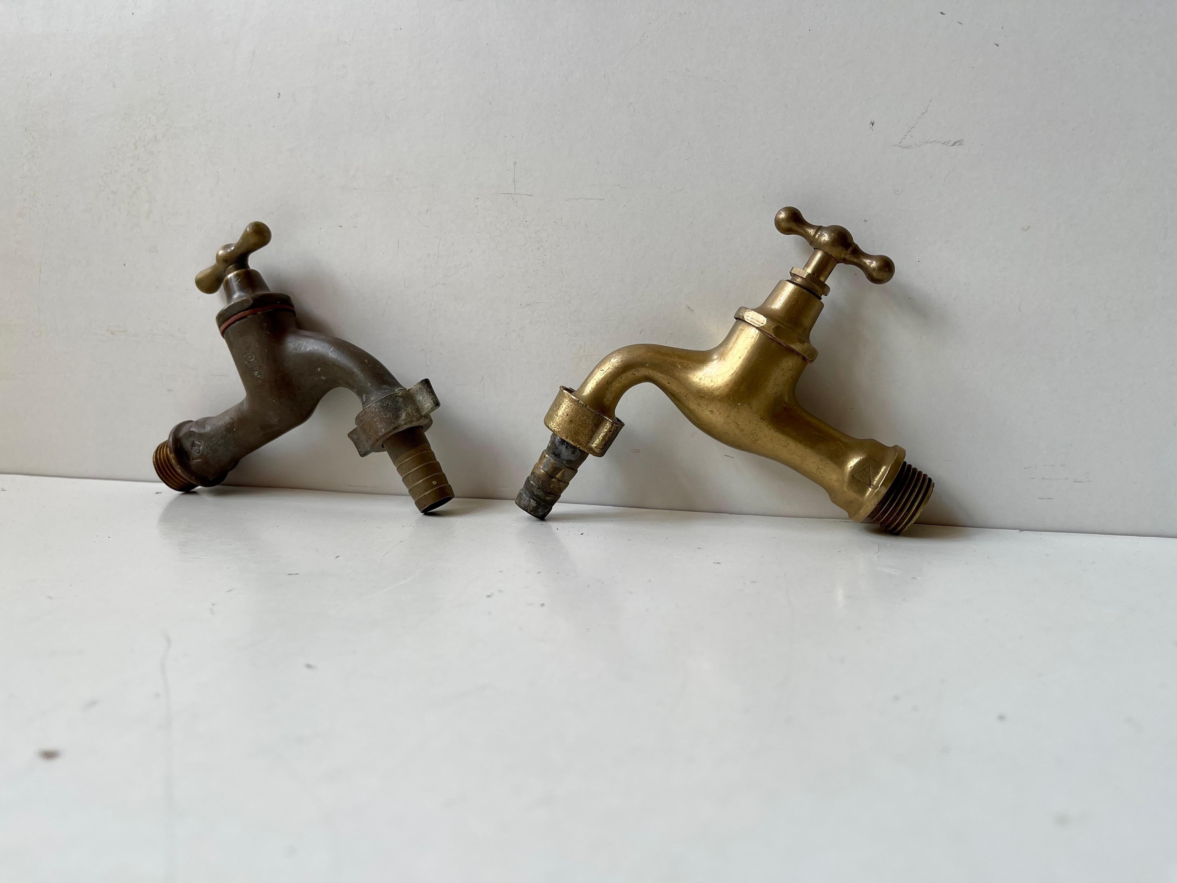 Mid-Century Modern Vintage brass Water Tap's - Faucet´s, 1950s, Set of 2 For Sale