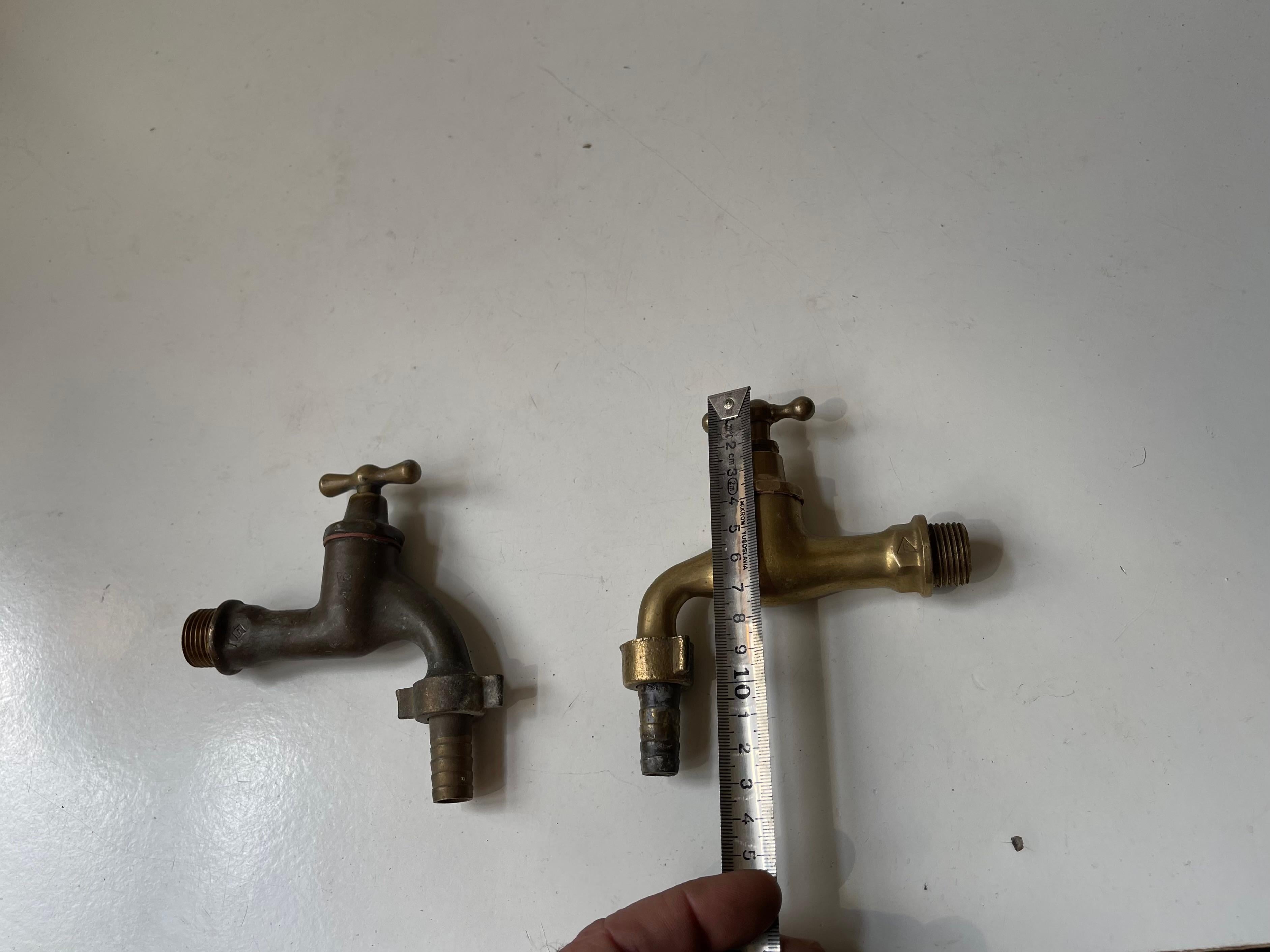 Vintage brass Water Tap's - Faucet´s, 1950s, Set of 2 In Good Condition For Sale In Esbjerg, DK