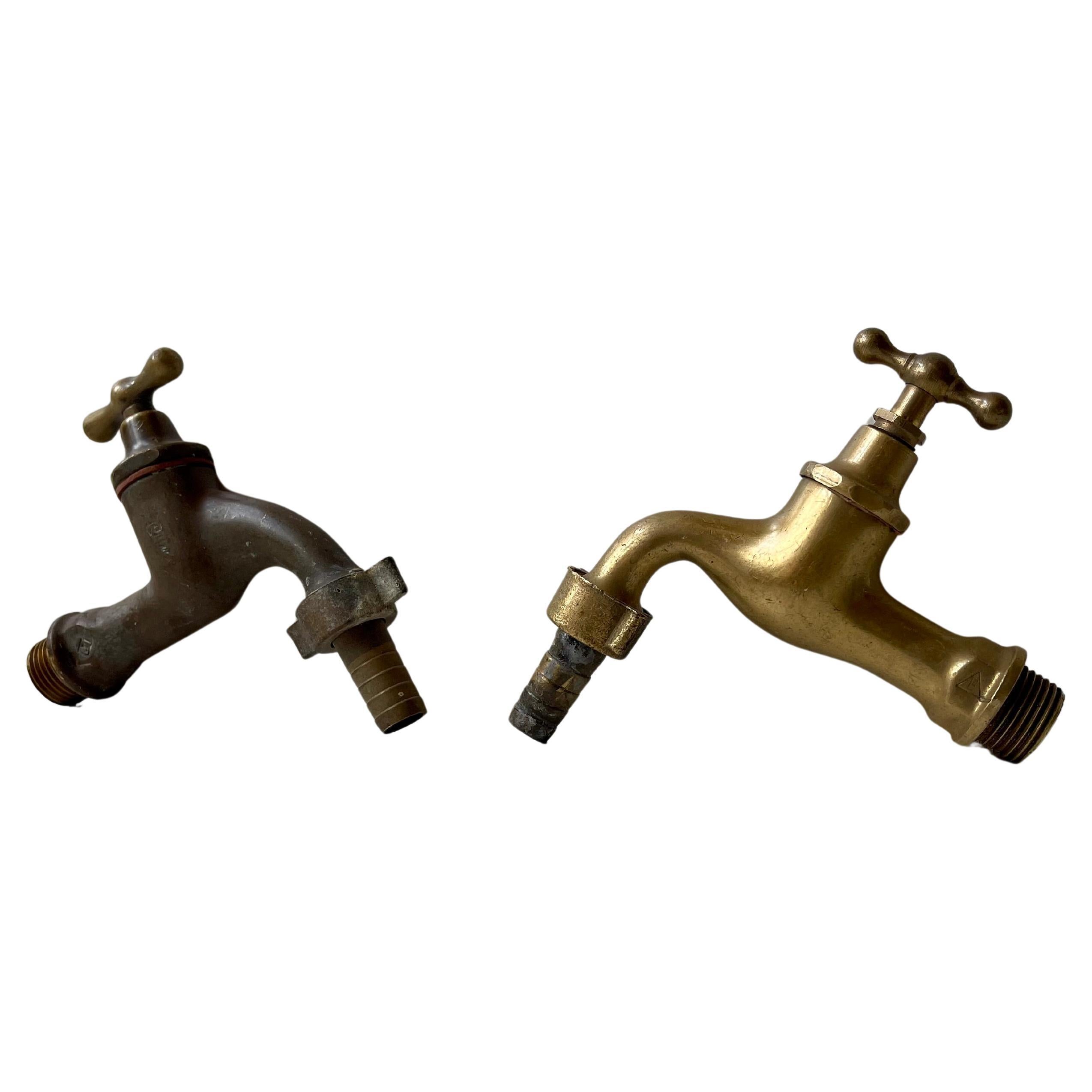 Vintage brass Water Tap's - Faucet´s, 1950s, Set of 2