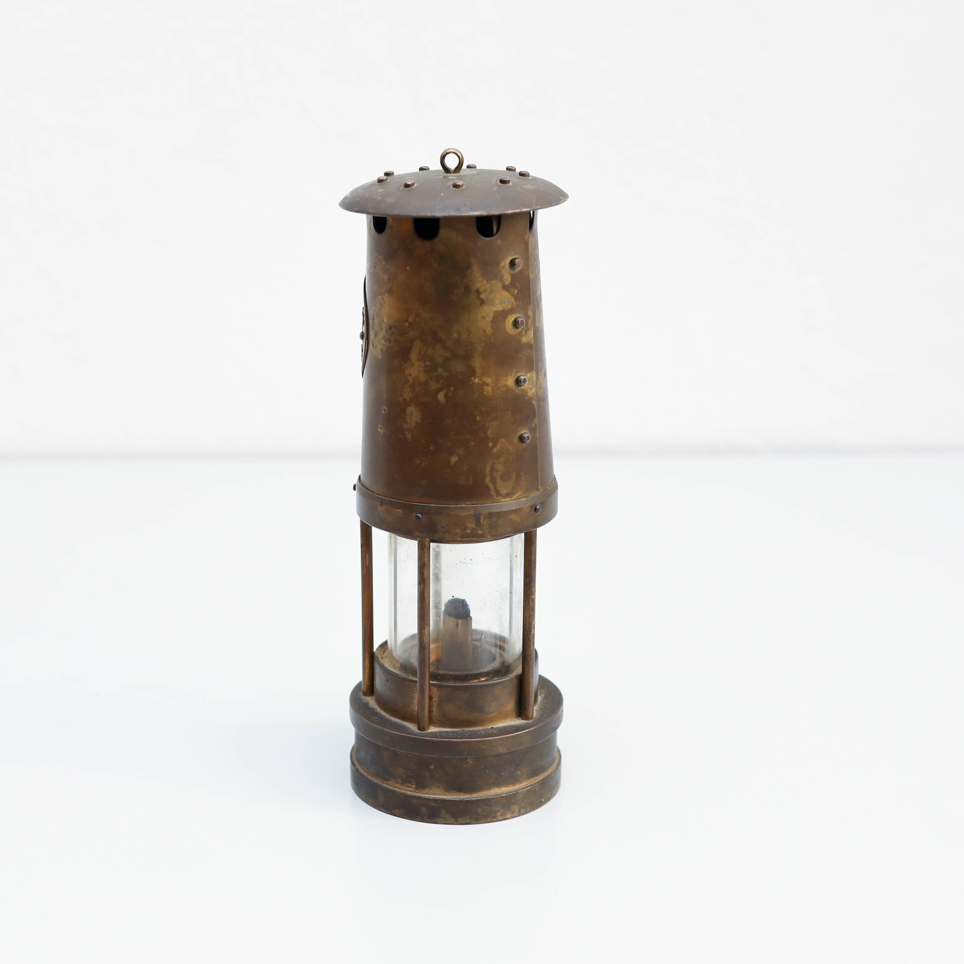 Romantic Vintage Brass Welsh Miners Lamp