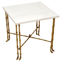 Vintage Brass & White Quartz Side / Coffee Table