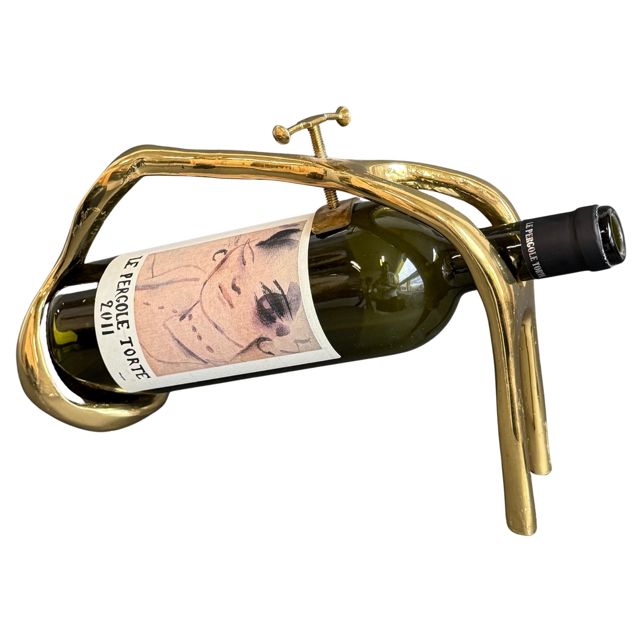 Vintage Brass Wine Bottle Pourer and Display Stand by David Marshall