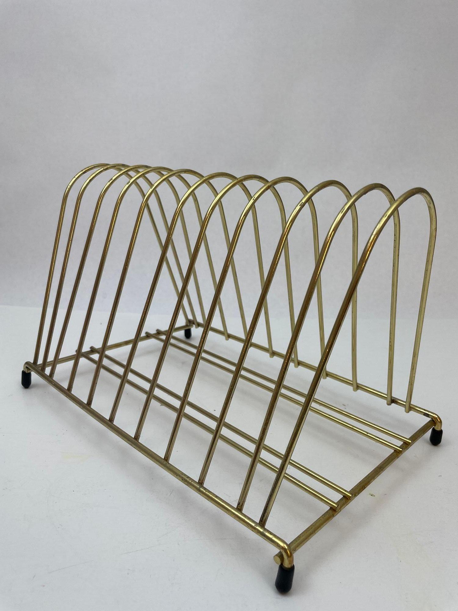 Vintage Messing Draht Vinyl Rack Mid-Century Modern 1950's (Moderne der Mitte des Jahrhunderts) im Angebot