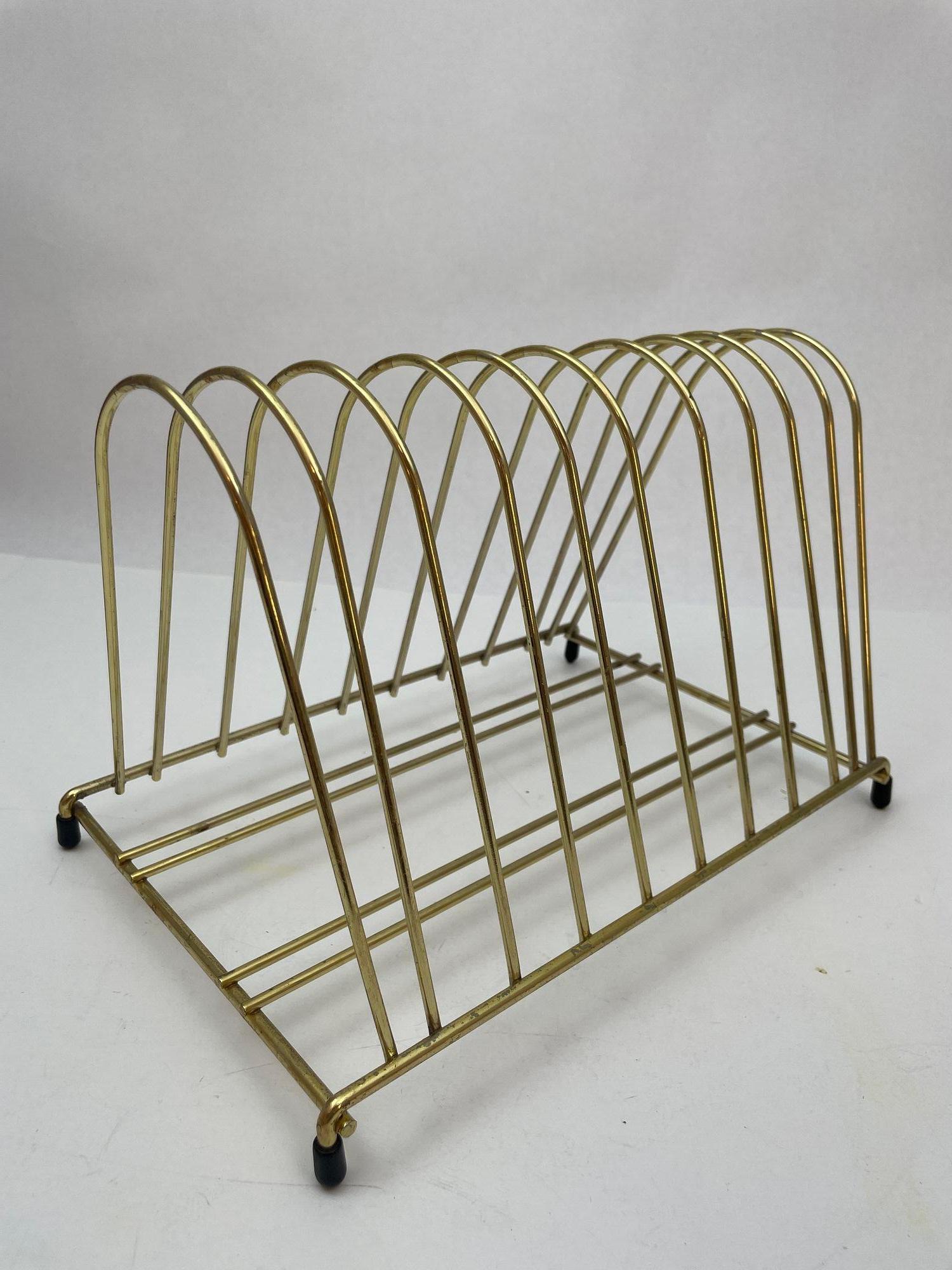 Vintage Messing Draht Vinyl Rack Mid-Century Modern 1950's im Zustand „Gut“ im Angebot in North Hollywood, CA