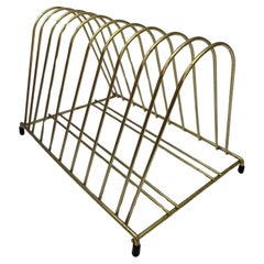 Vintage Brass Wire Record Vinyl Rack Mid-Century Modern 1950's