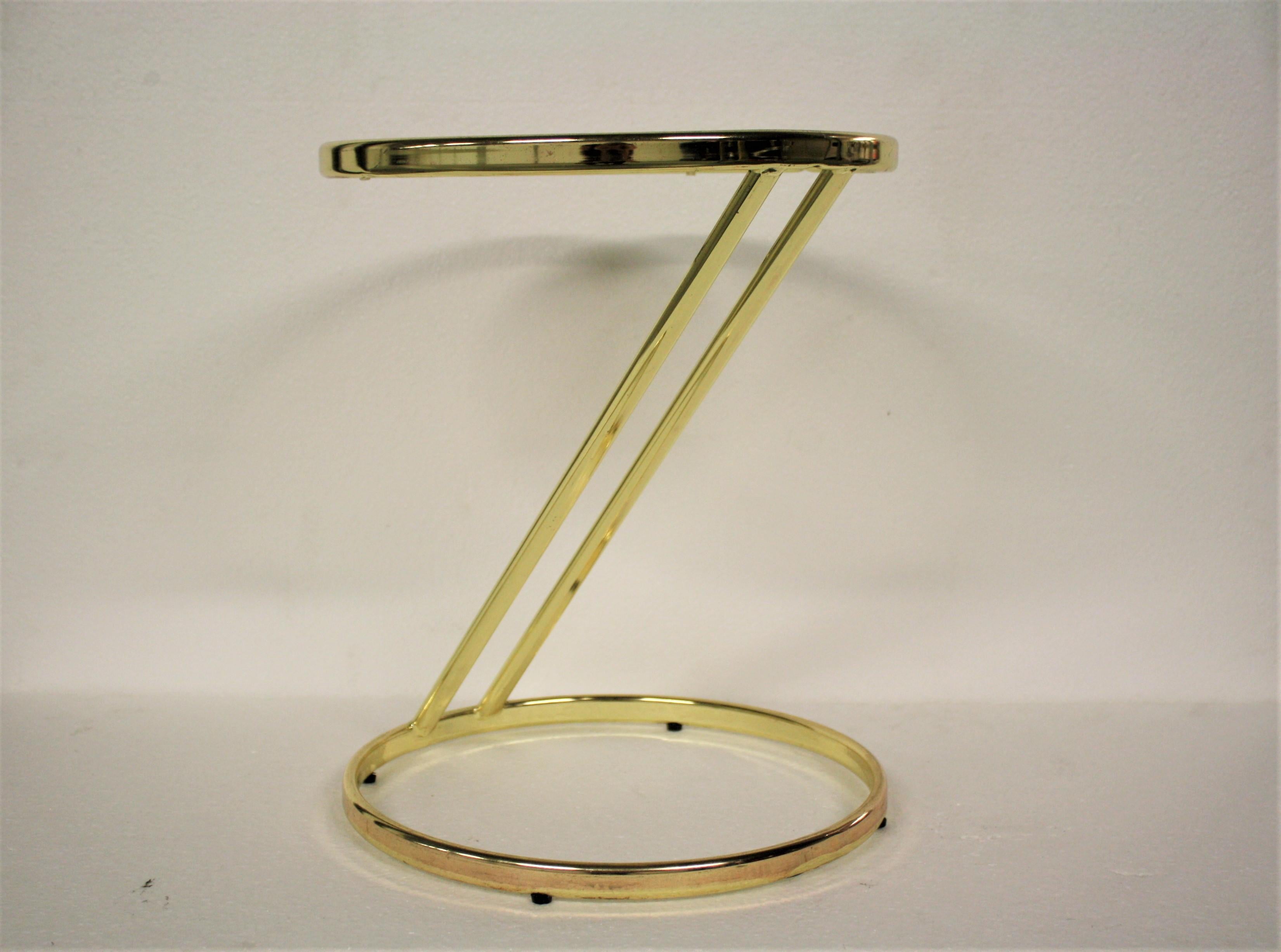 Hollywood Regency Vintage Brass Z-Shaped Side Table, 1970s