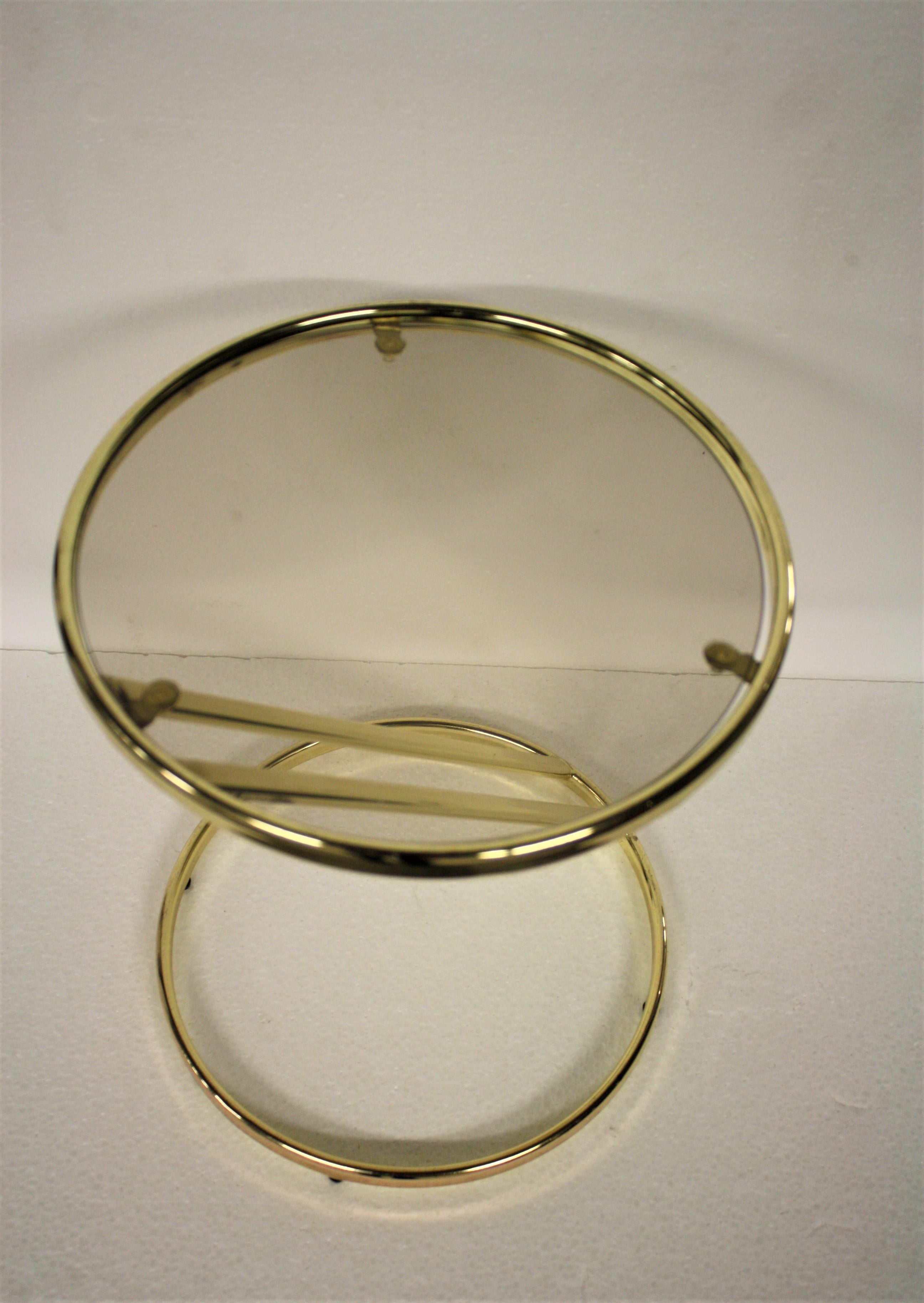 Late 20th Century Vintage Brass Z-Shaped Side Table, 1970s