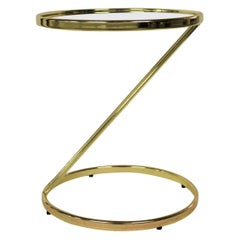 Vintage Brass Z-Shaped Side Table, 1970s