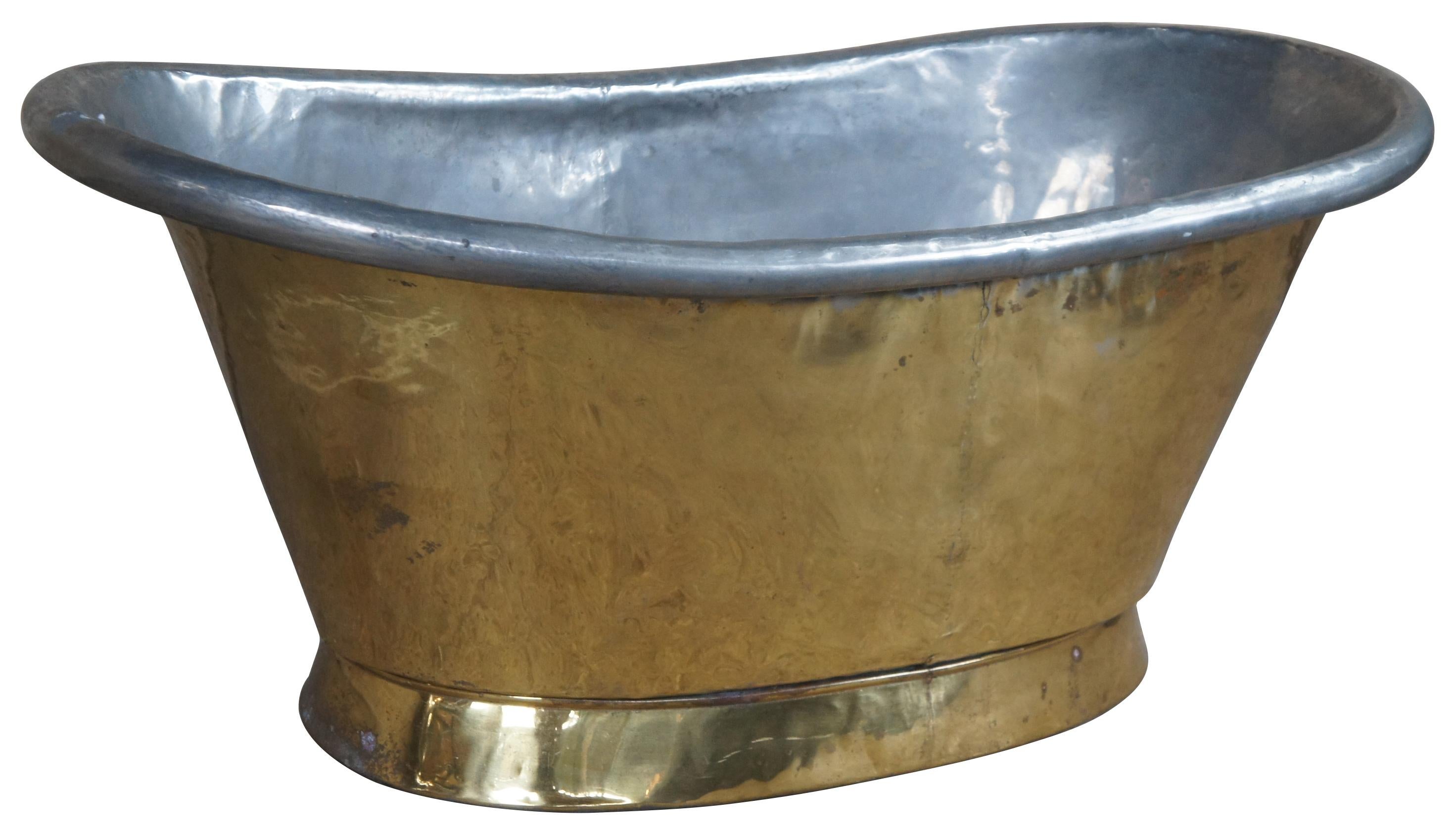 The perfect conversation piece for any party or event. This beautiful Brass & Zink beverage tub is in the form of an antique bathtub. Perfect for wine, beer, liquor and water. The large size would allows it to also be used to bathe small children or