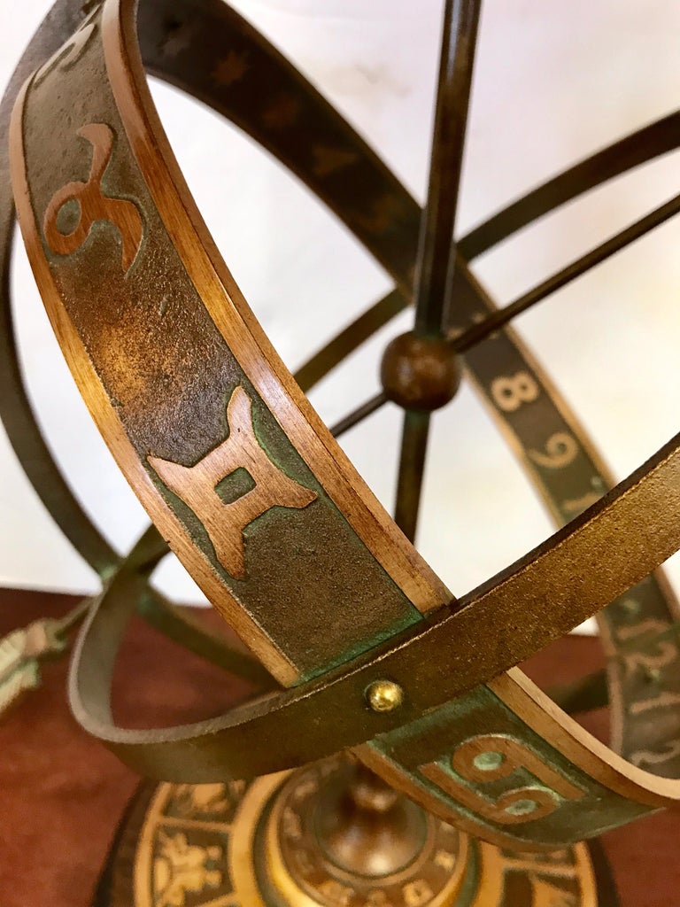 Vintage Brass Zodiac Astrological Armillary Sphere Lamp