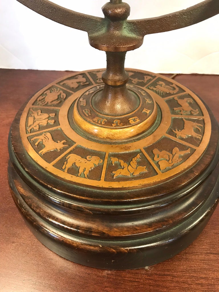 Vintage Brass Zodiac Astrological Armillary Sphere Lamp at ...