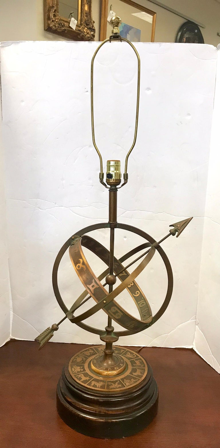 Vintage Brass Zodiac Astrological Armillary Sphere Lamp ...